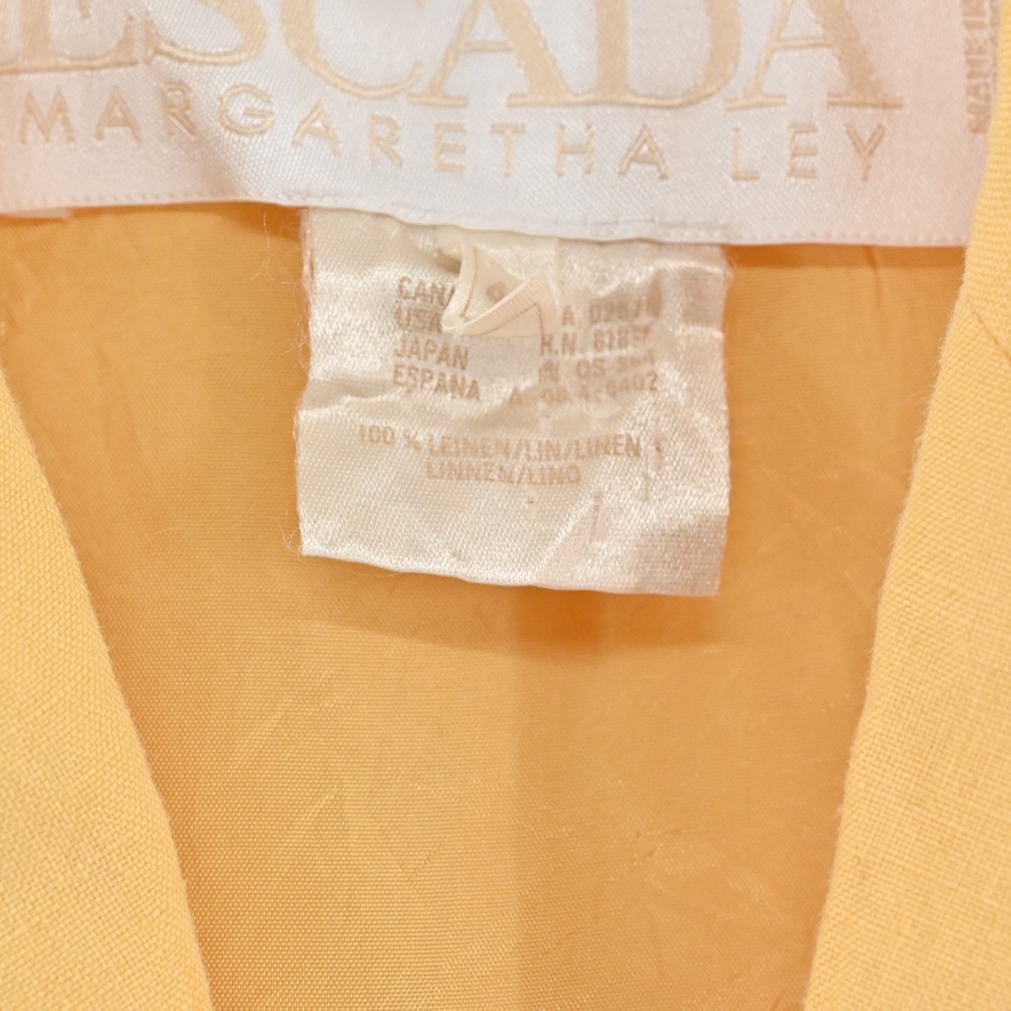 Vtg ESCADA Womens Butter Yellow Linen Top Size 40 Layering Safari Utility 80s