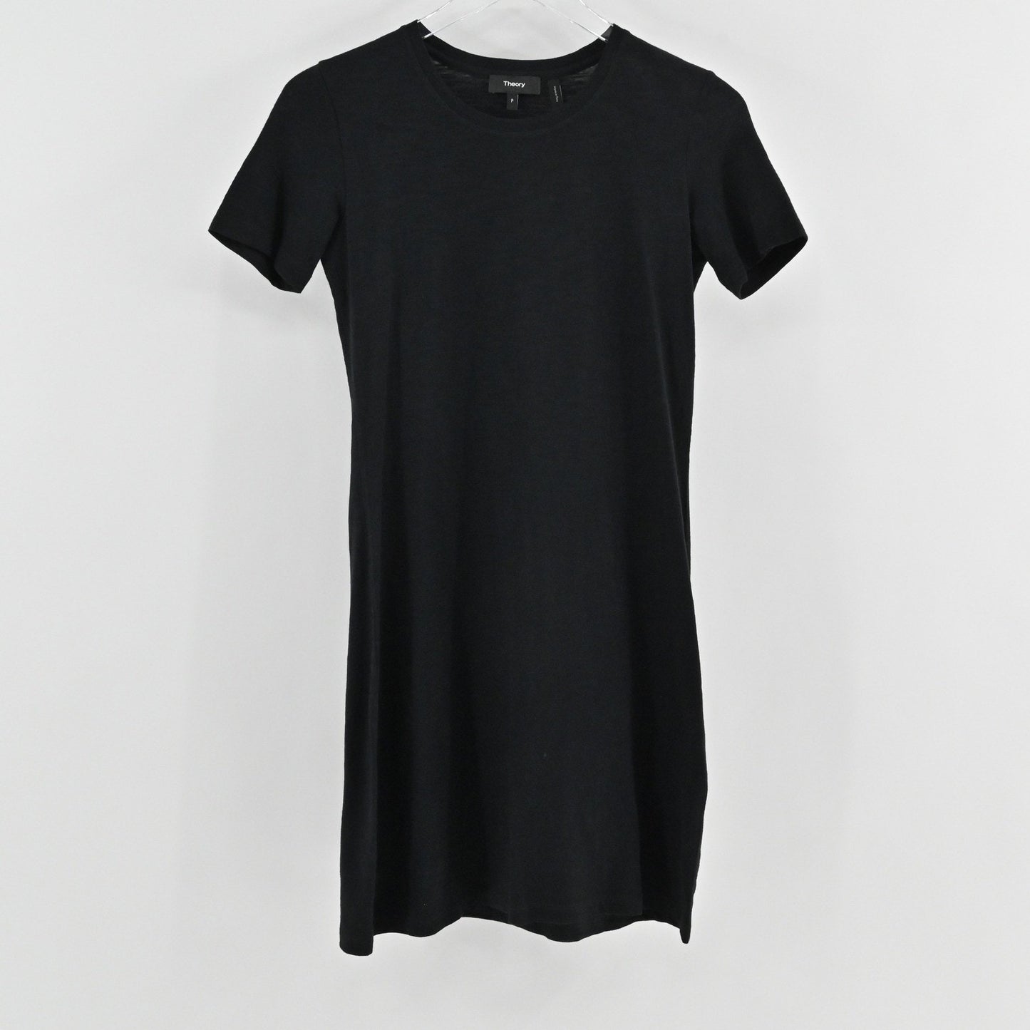 Theory Continuous Tee Dress Size 0 Black Sea Slub Minimalist Cotton Knit Modern