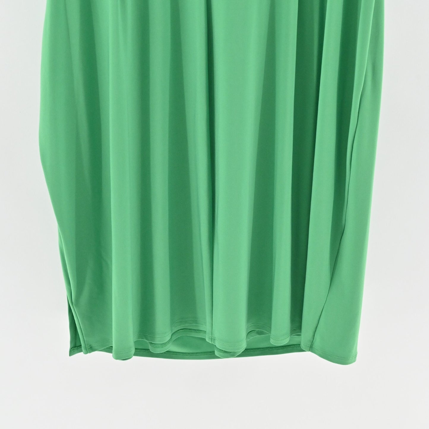 LAUREN RALPH LAUREN Dress Size 20W Solid Green VNeck Ruched Jersey Stretch LRL