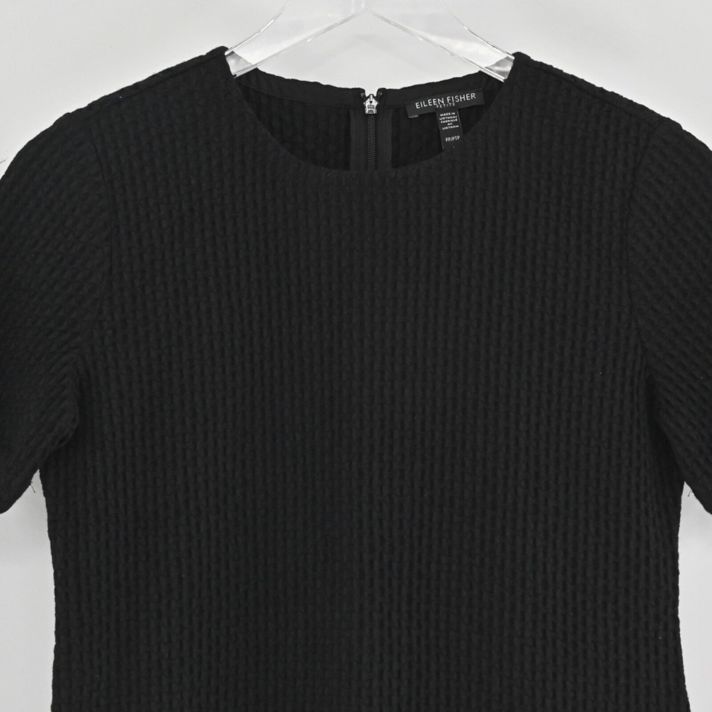 EILEEN FISHER Womens Tonal Texture Shift Dress Size 4P Black Cotton Blend Office