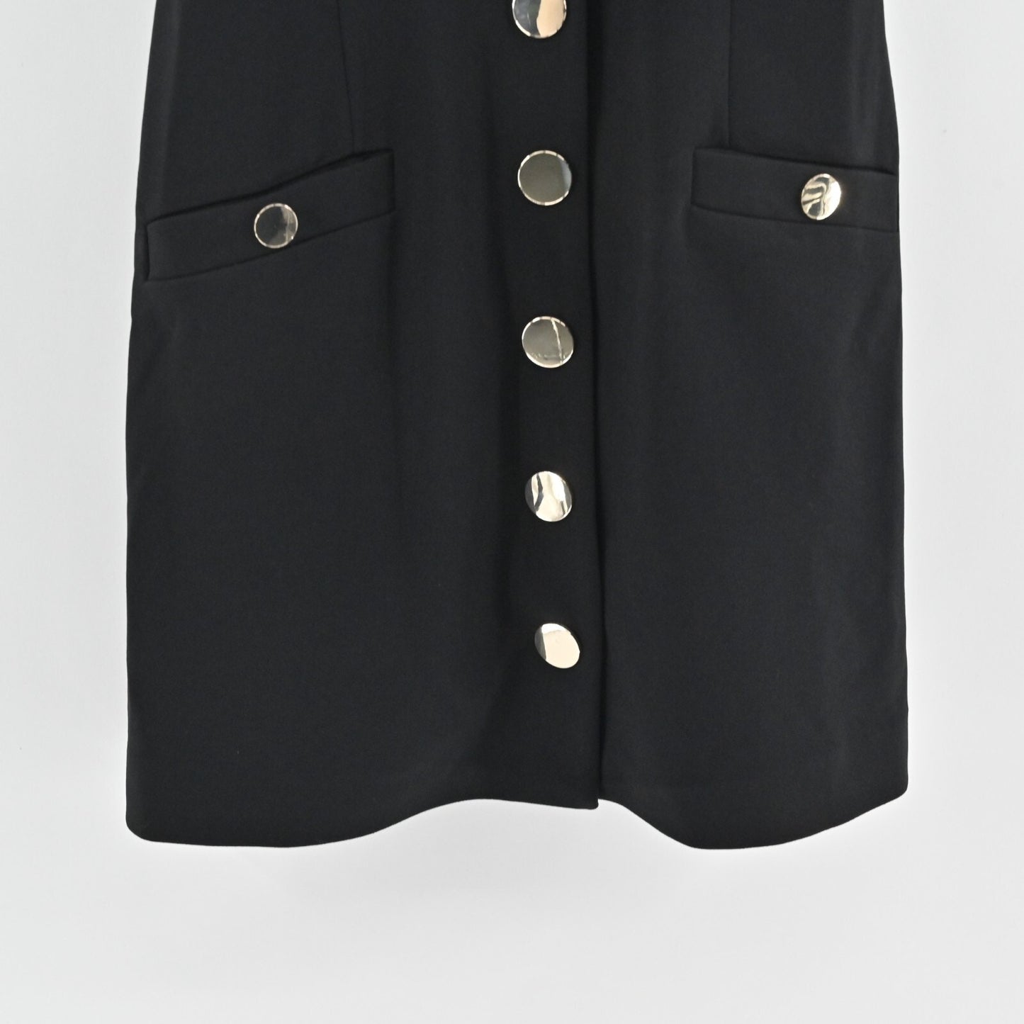 RACHEL PARCELL Dress Size M Black Sleeveless Collared Button Front Classic Mini