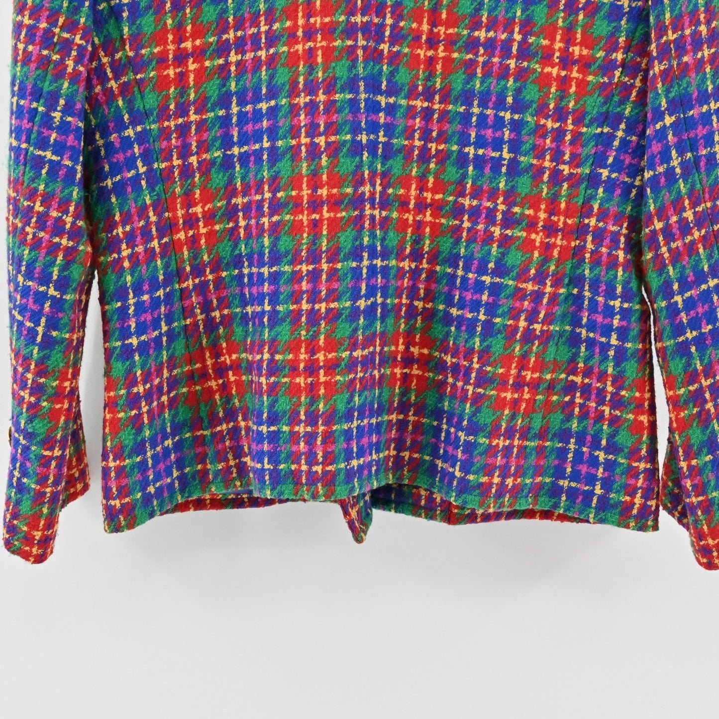 Vtg Carlisle Womens Plaid Wool Blazer Size 6 Collarless Double Breasted Jacket