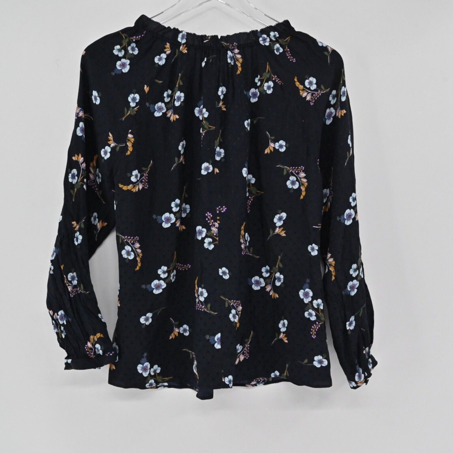 REBECCA TAYLOR Top Womens Size 2 Black Floral 100% Silk Natalie Off The Shoulder