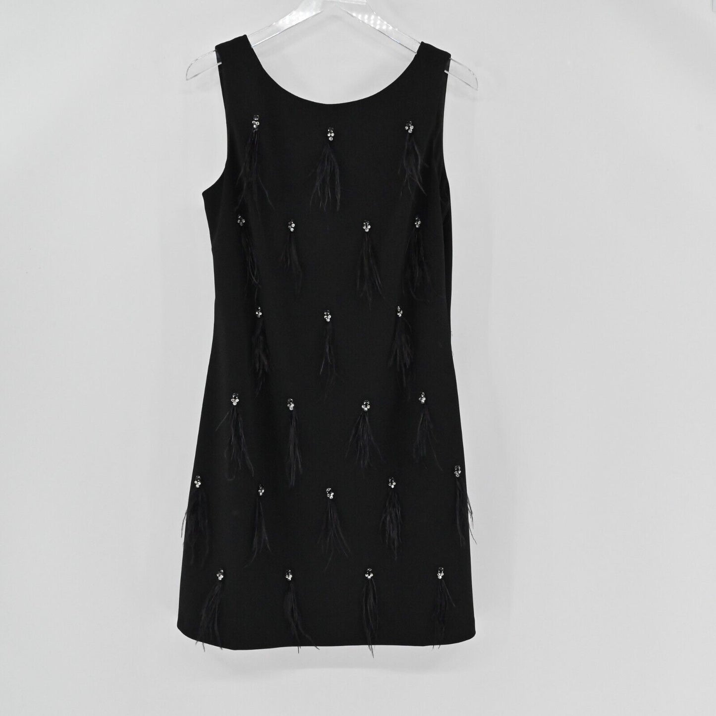 HARPER ROSE Dress Womens Sz 12 Sleeveless Black Jewel Embellished Feather Shift