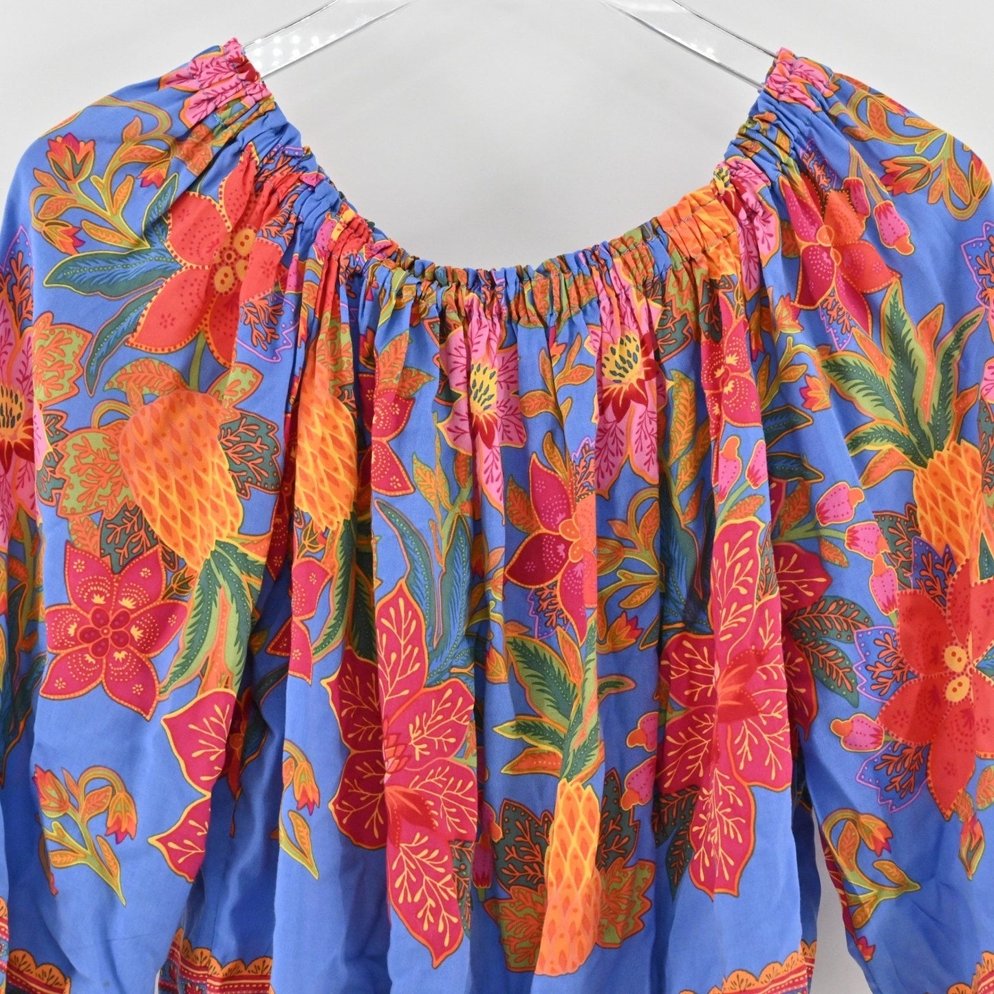 Cynthia Rowley Womens Floral Top Size S Off The Shoulder Balloon Sleeve Blouse