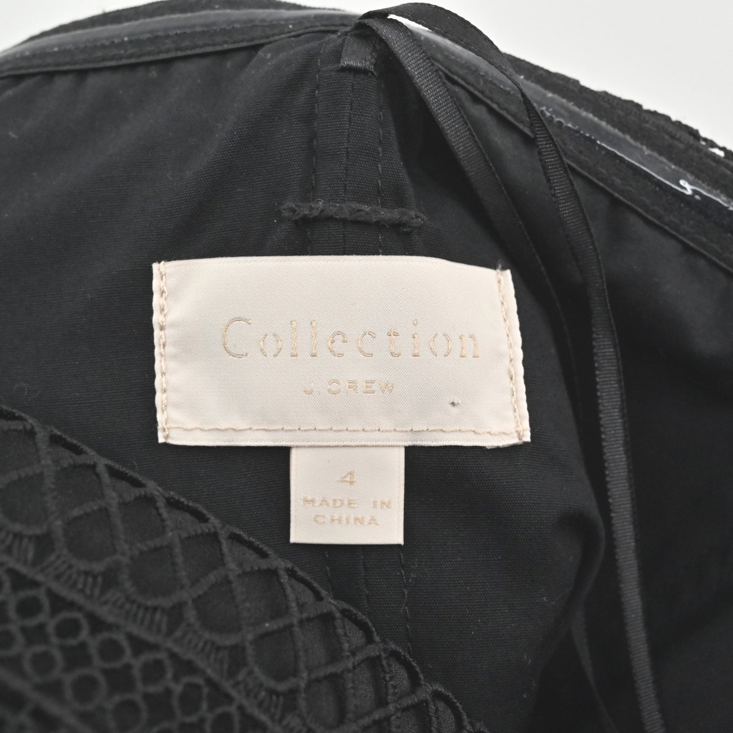 J Crew Collection Stanbury Strapless Midi Dress Size 4 Black Mixed Lace Overlay