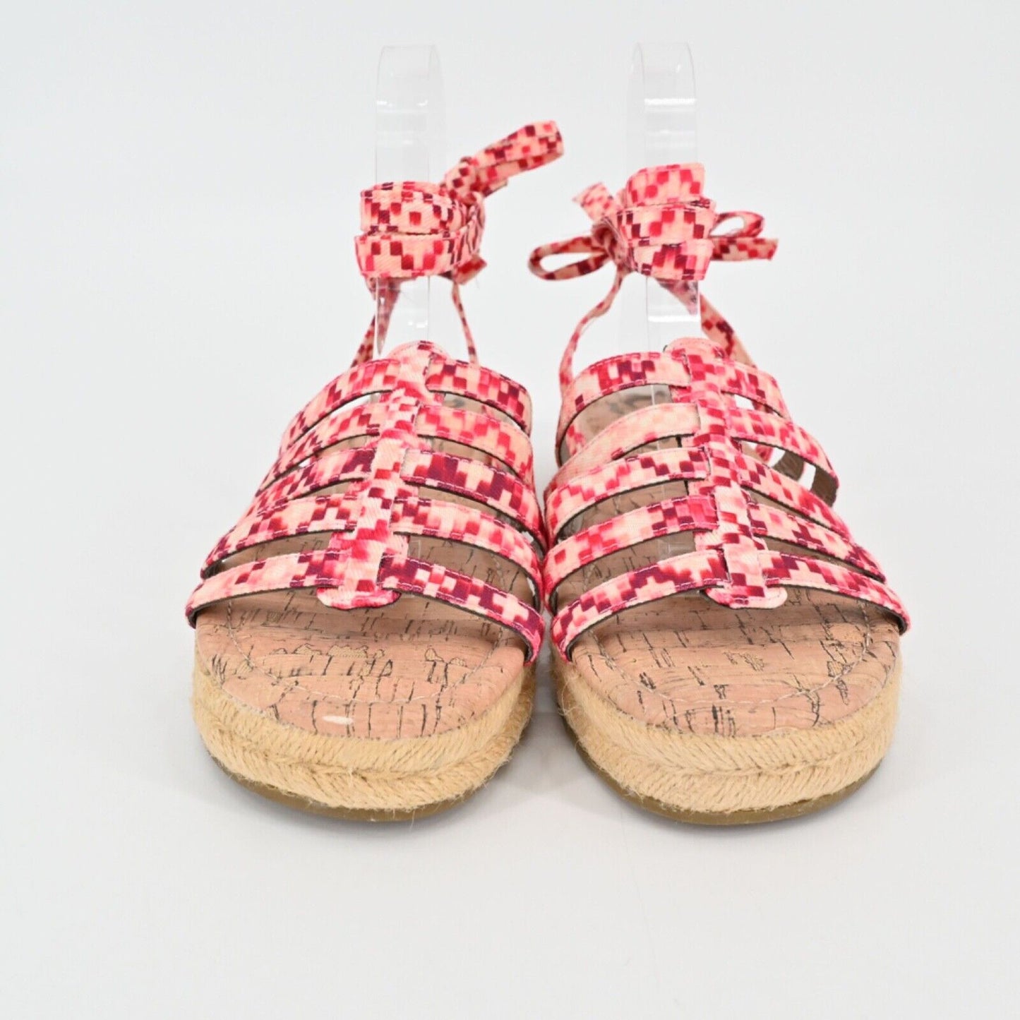 SAM EDELMAN Sandals Womens Size 7.5 CIRCUS Pink Ariel Espadrille Ankle Tie Strap