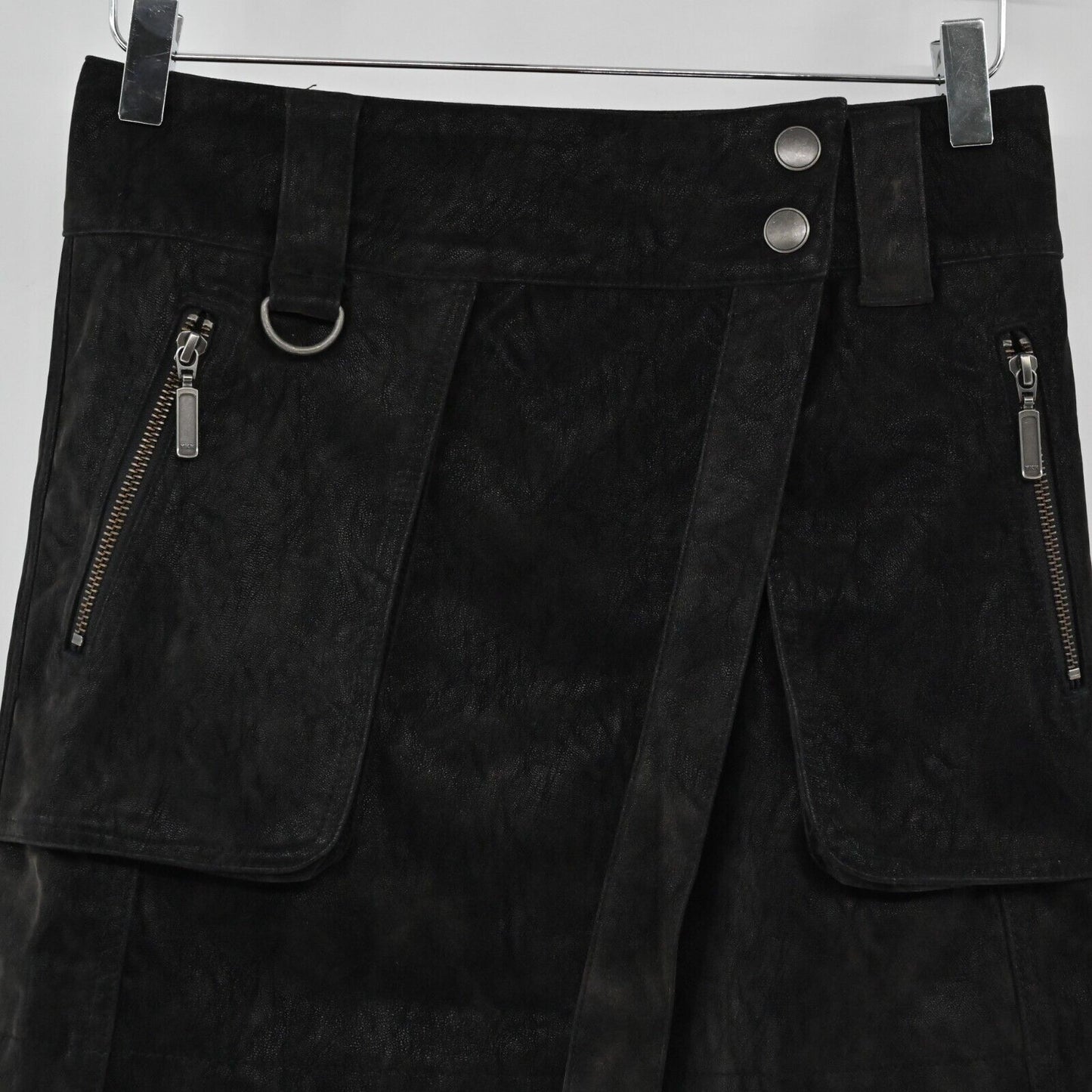FREE PEOPLE Skirt Womens Size 0 Carson Faux Leather Utility Cargo Mini Black