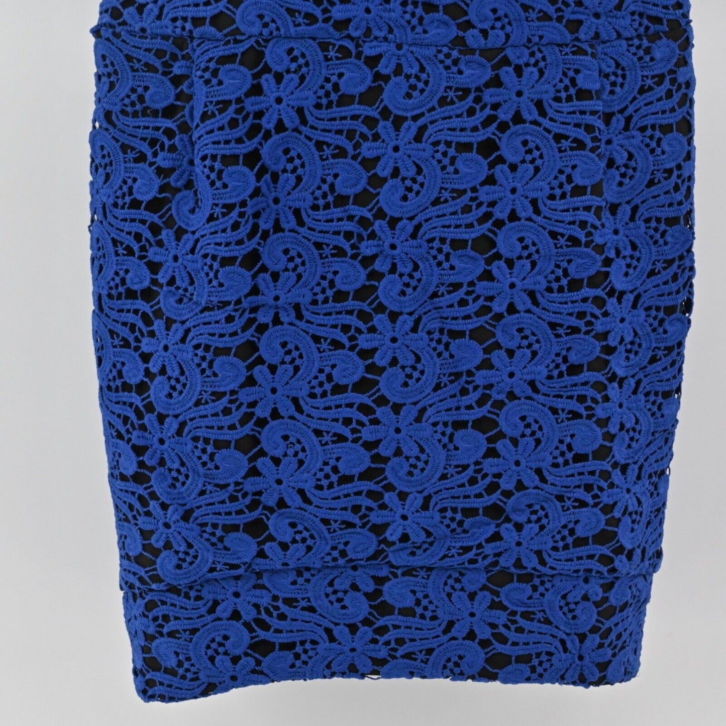 LINE DOT Dress Womens Size M Blue Black Floral Crochet Lace Halter Mini Sheath