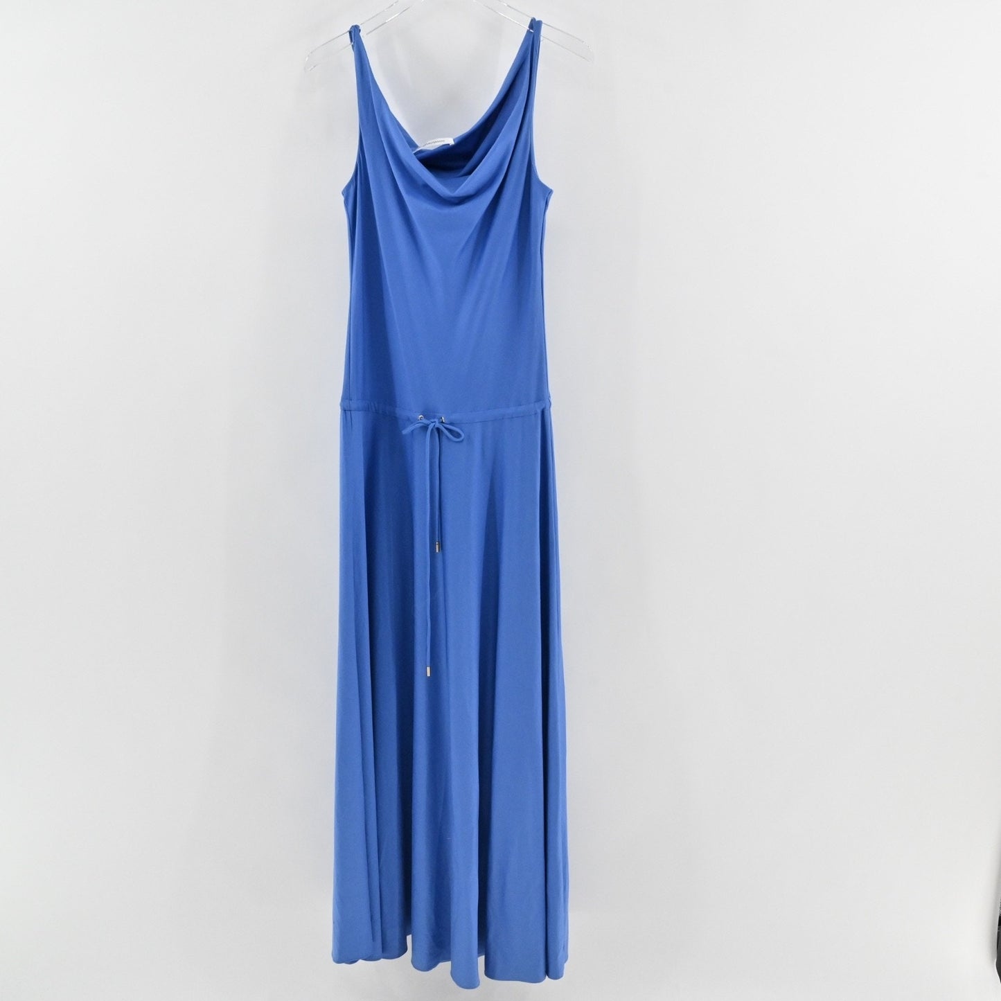DIANE VON FURSTENBERG Tadd Maxi Dress Sz 6 Blue Silk Cotton Sleeveless Cowl Neck