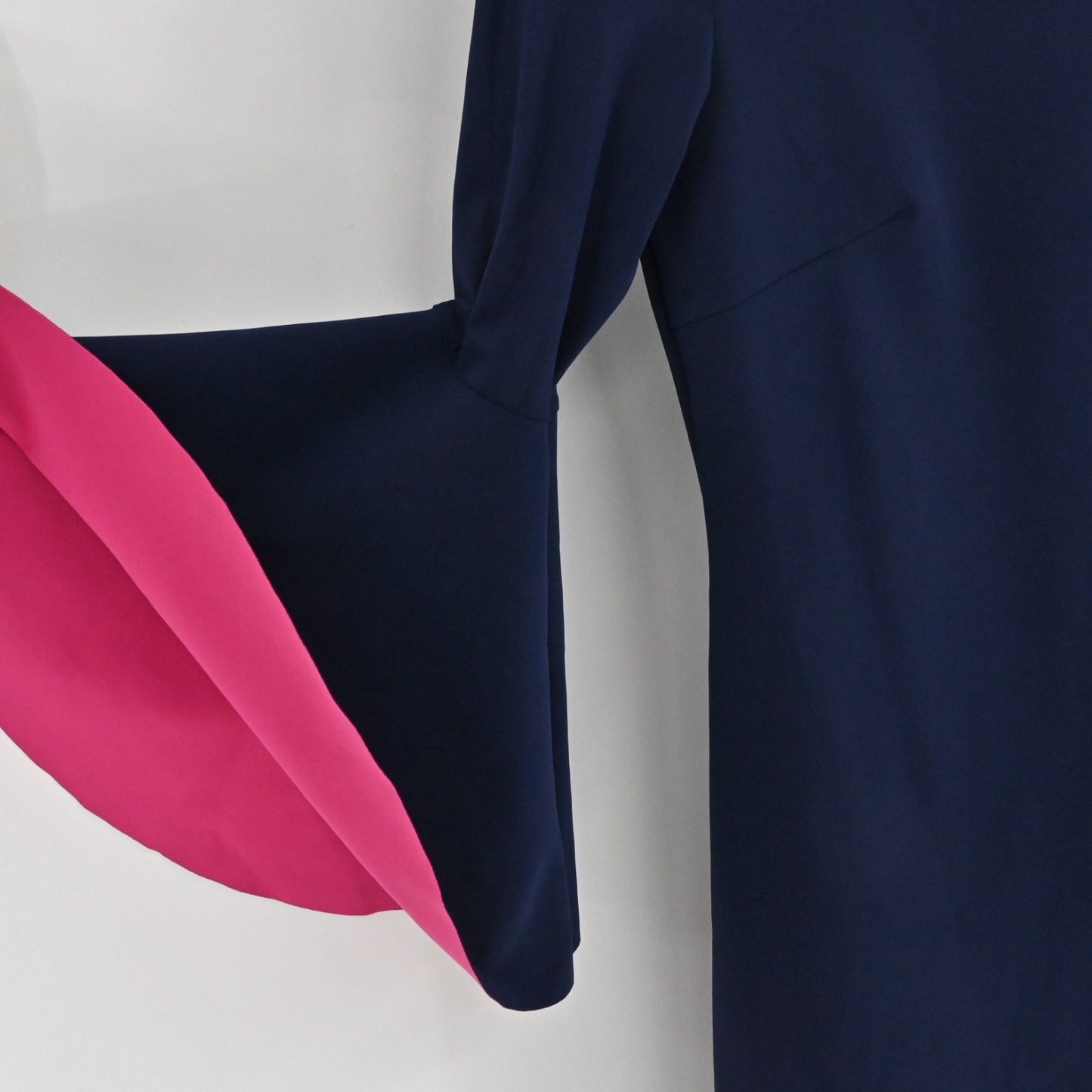 Chiara Boni Natalia Navy Blue Dress Size 38 Bell Sleeve Bateau Neck Stretch