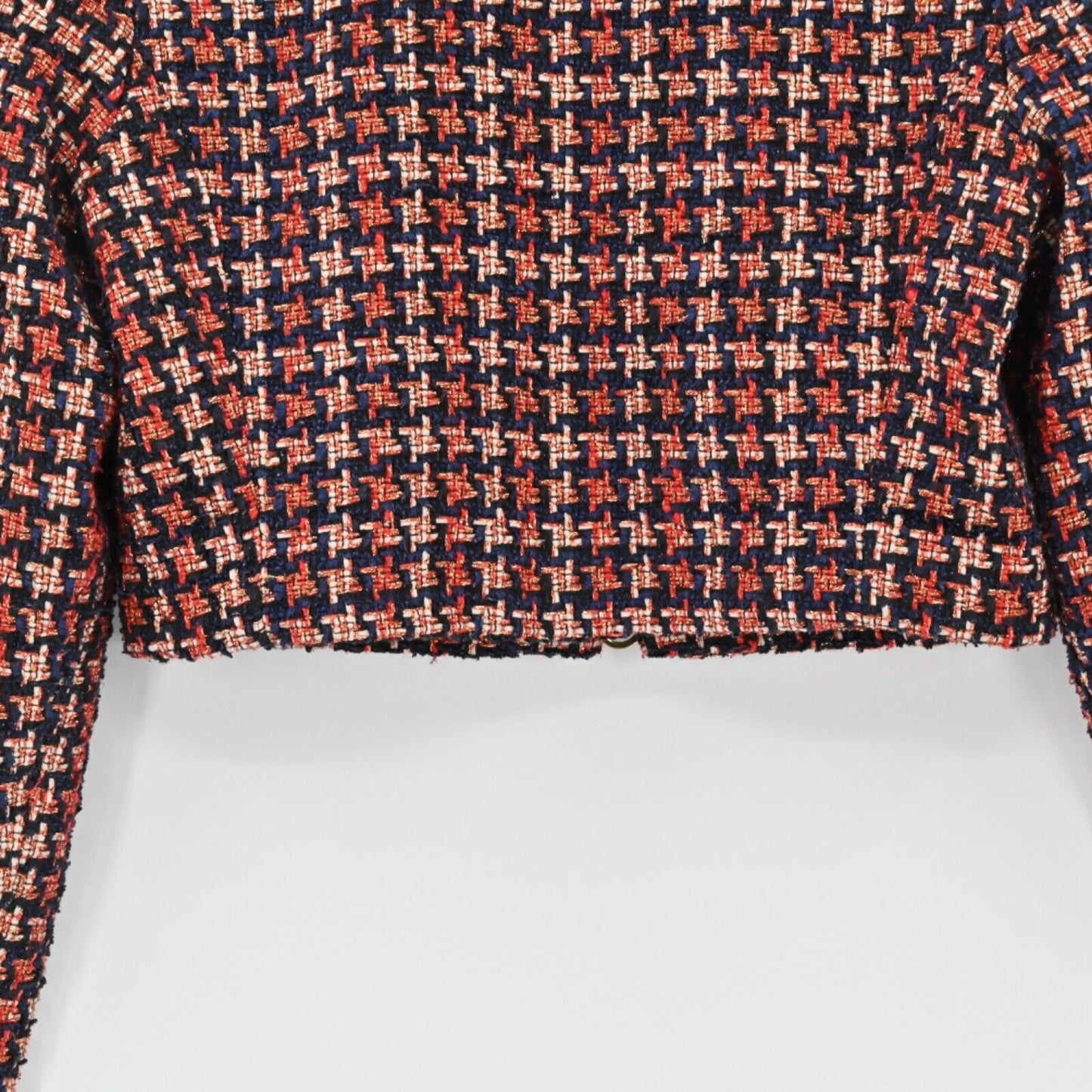 JILL JILL STUART Blazer Womens Size 4 Cropped Tweed Jacket Houndstooth Plaid Zip