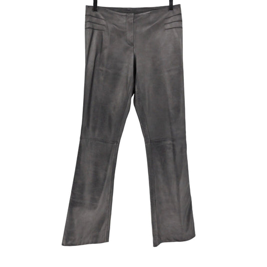 Vtg CACHE Pants Womens Size 4 Gray 100% Lamb Leather Mid Rise Bootcut Retro 00s