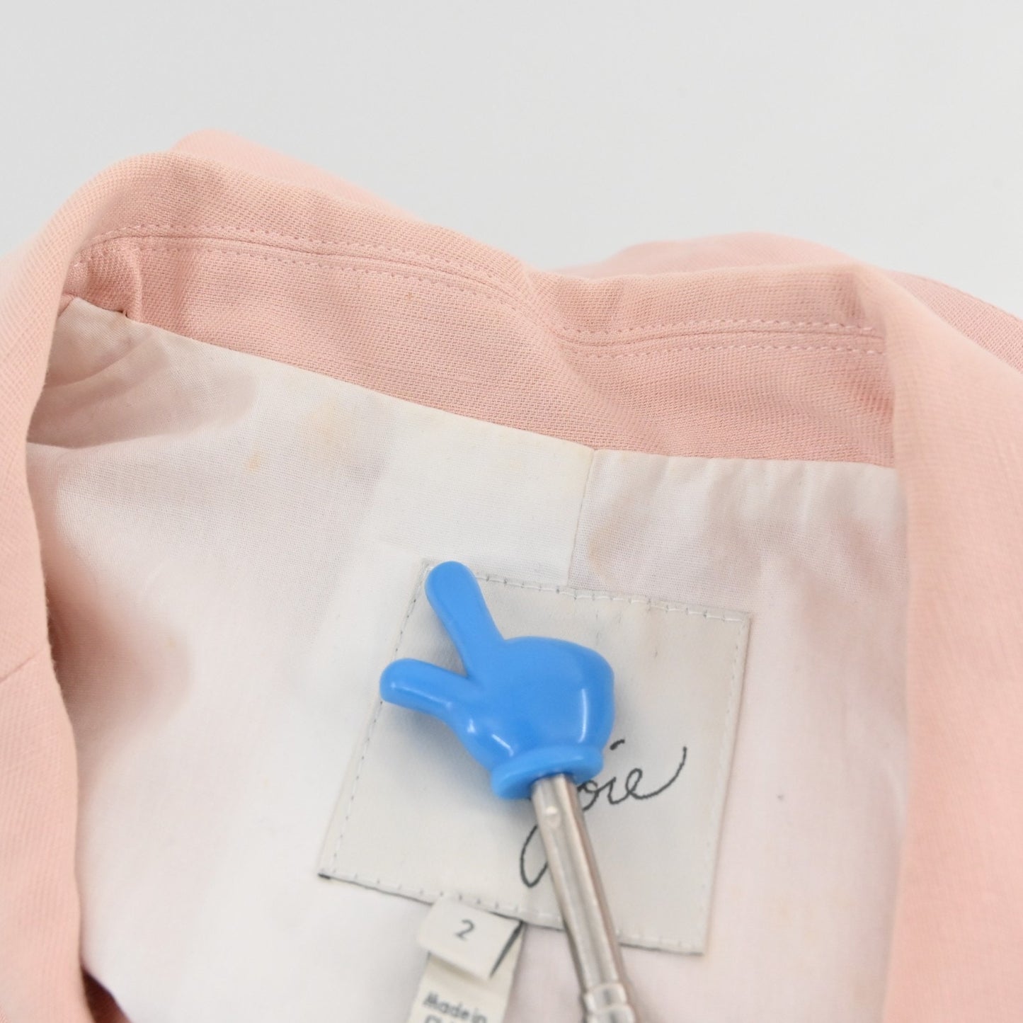 Joie Womens Pleat Front Pink Blazer Size 2 Jacket Single Breasted Linen Blend