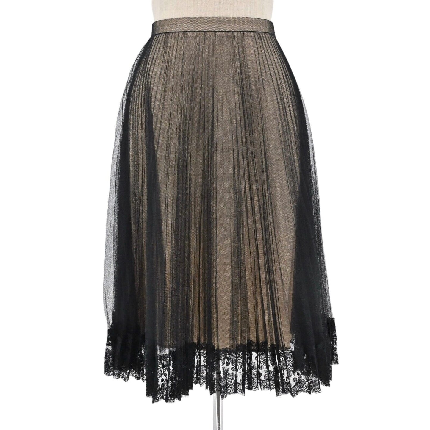 CHRISTOPHER KANE Skirt Womens Size 2 Tulle Pleated Lace Black Retro Coquette