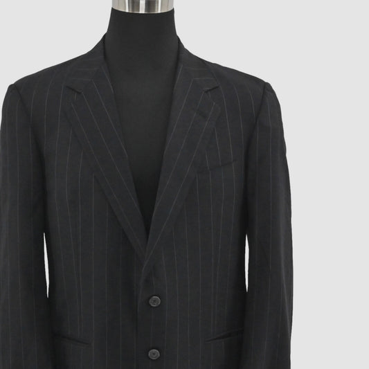Vtg ERMENEGILDO ZEGNA Mens Pinstripe Blazer Size 46 Black Fine Worsted Wool 90s