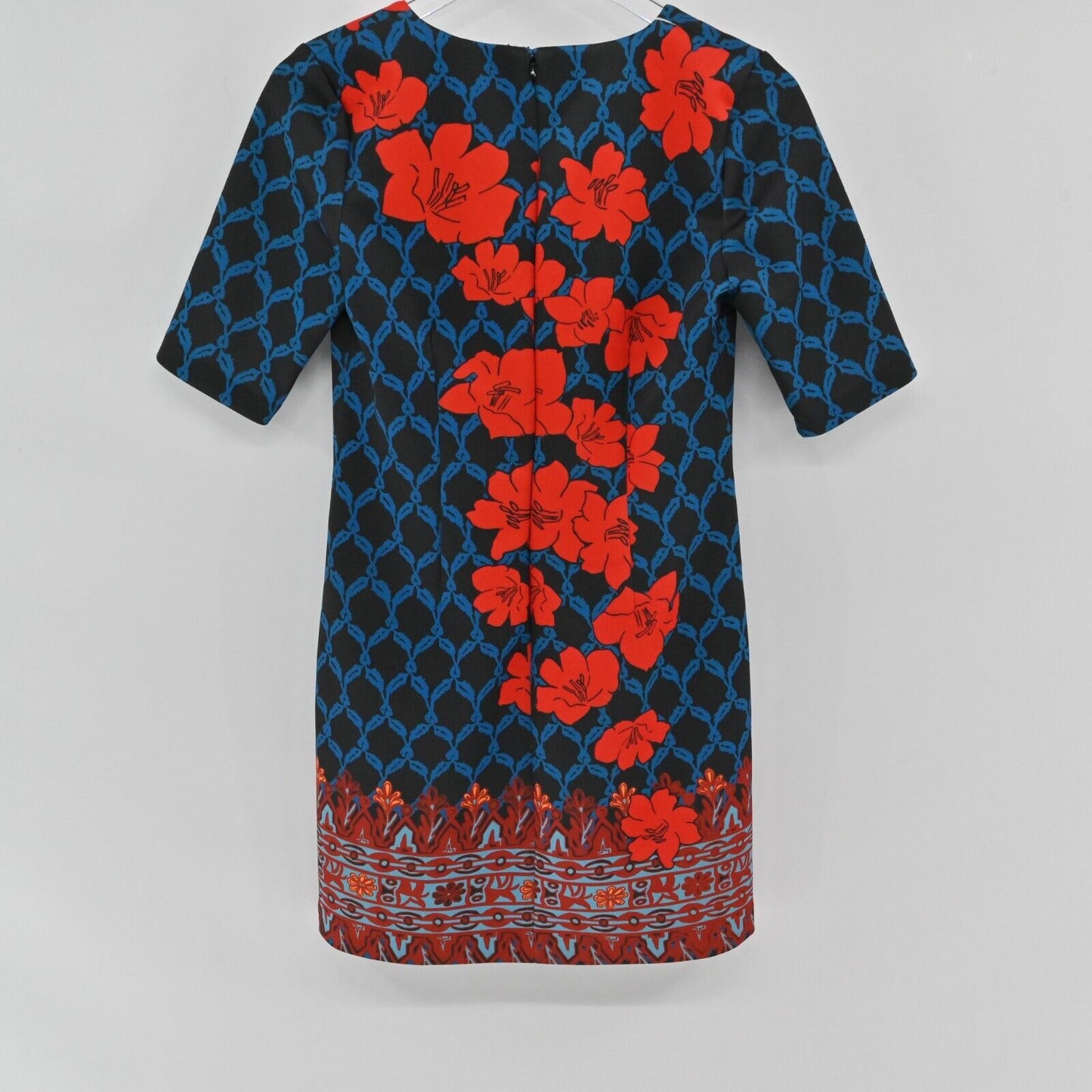 TRACY REESE Dress Womens Sz 4 Juana Red Floral Multicolor V Neck Lined Geisha