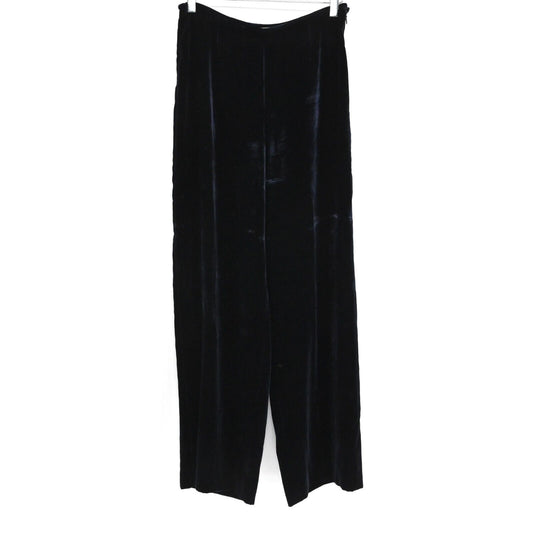 Vtg ARMANI COLLEZIONI Pants Womens Size 6 Velvet Navy Blue Silk Whimsigoth 90s