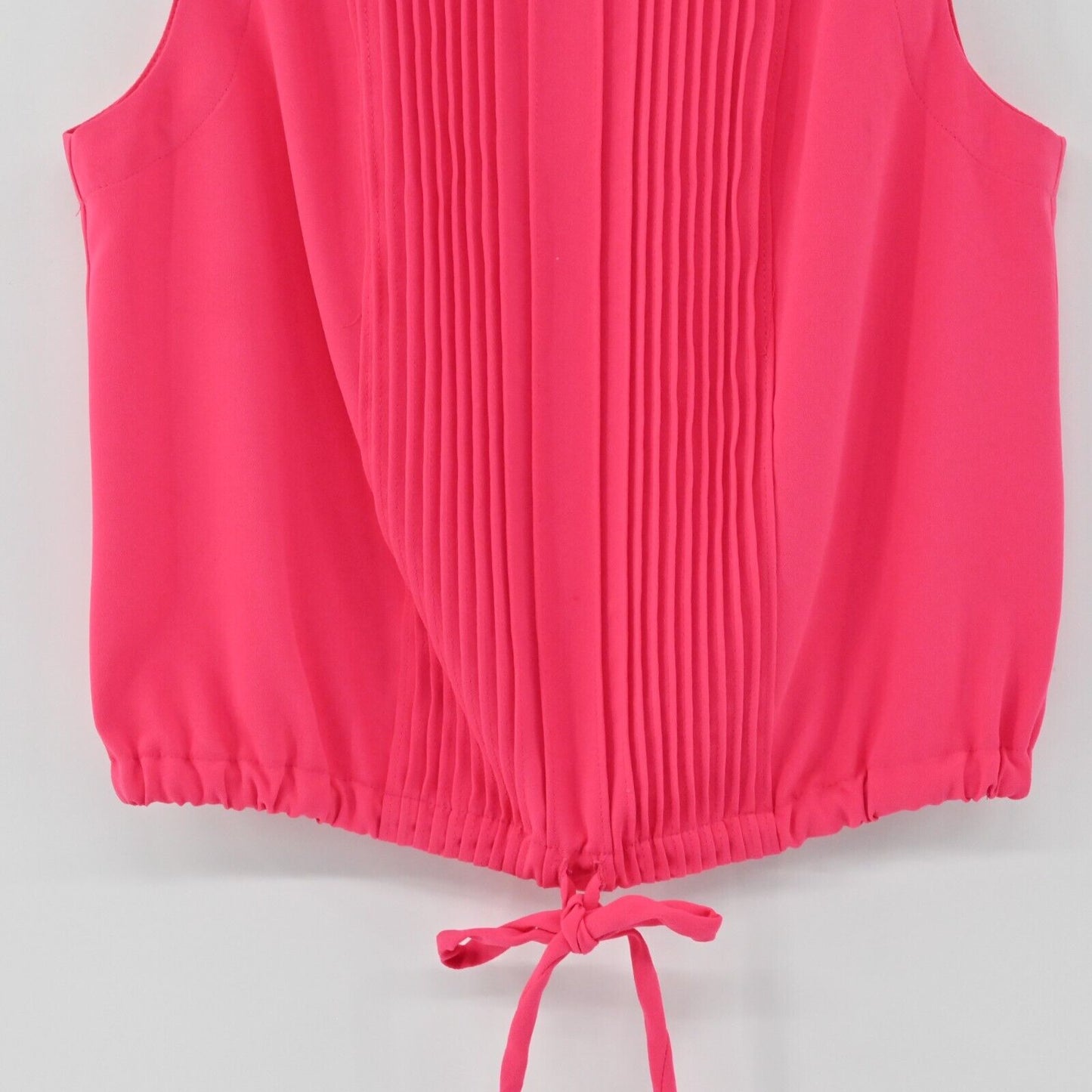 TRINA TURK Top Womens Size S Pleated Sleeveless Hot Pink Tie Front Tank Solid