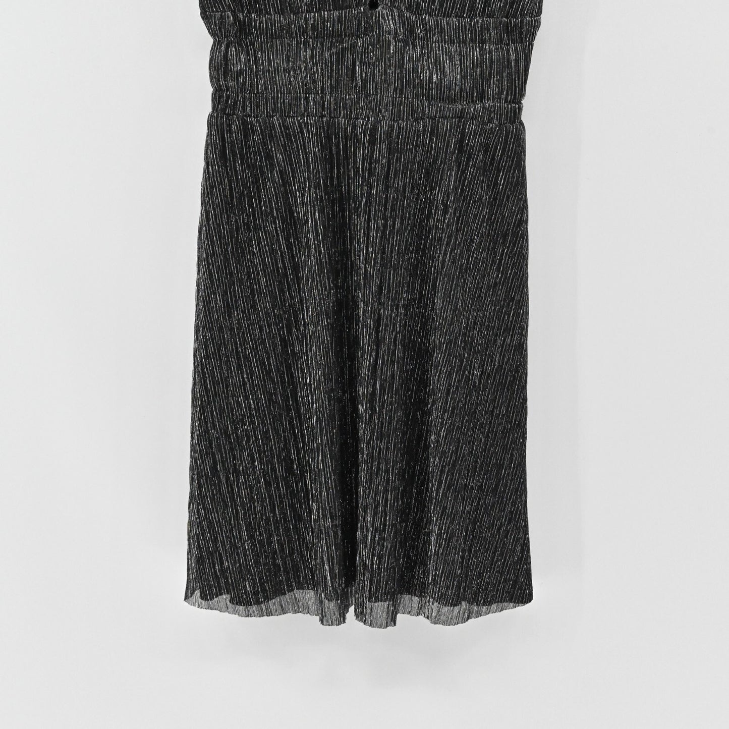 MAJE Womens Shimmer Mini Dress Size S Shiny Metallic Black Silver Sleeveless