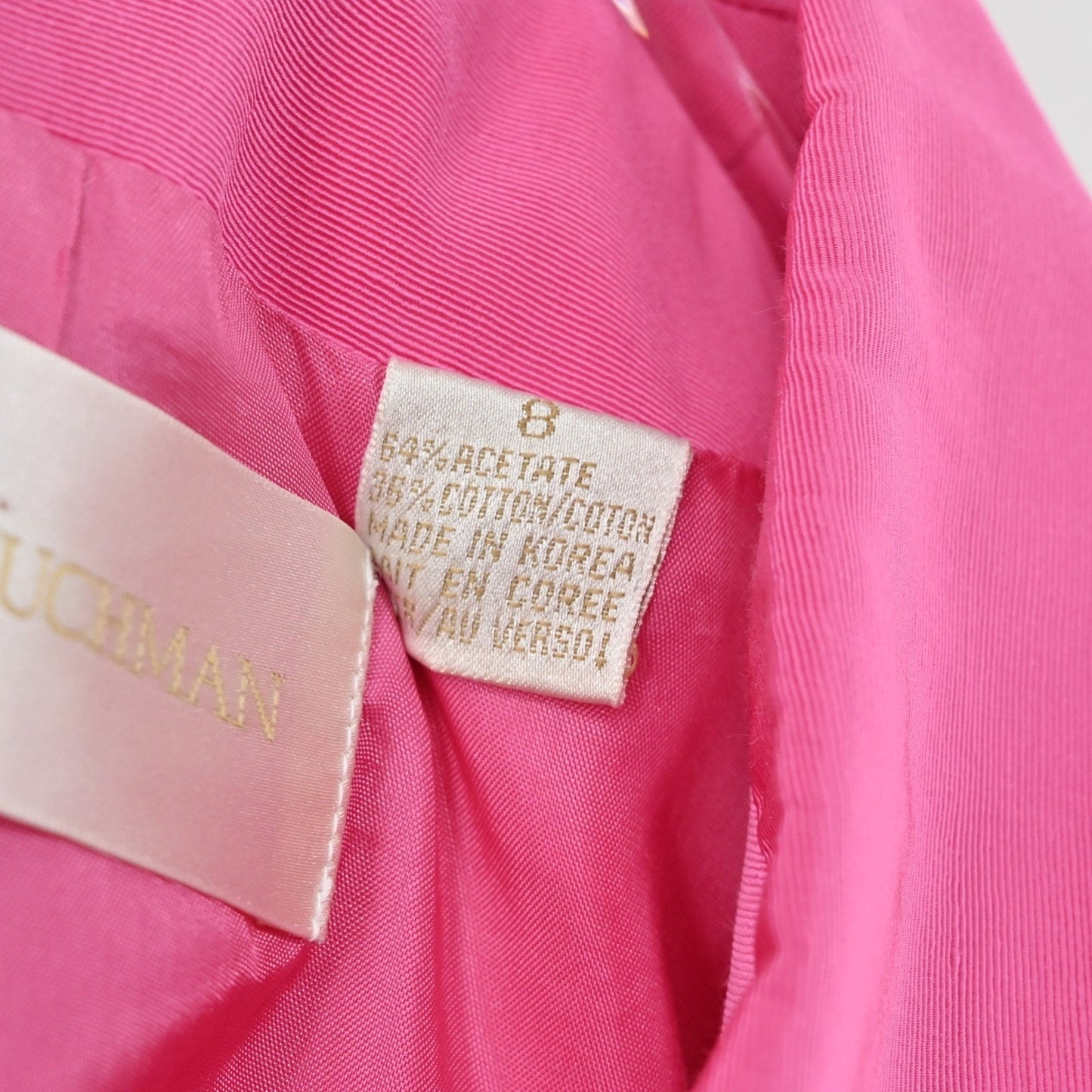 Vtg 90s Dana Buchman Skirt Suit Set Size 8/10 Pink Cotton Academia Preppy Career