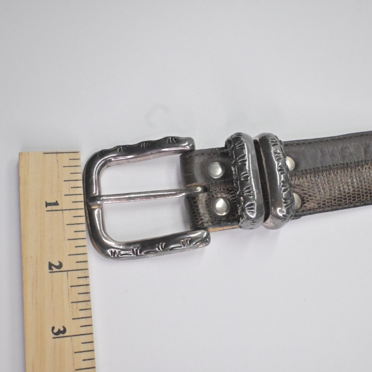 Vtg LEATHEROCK Womens Belt Size XL Brown Patchwork Snakeskin Genuine Leather USA