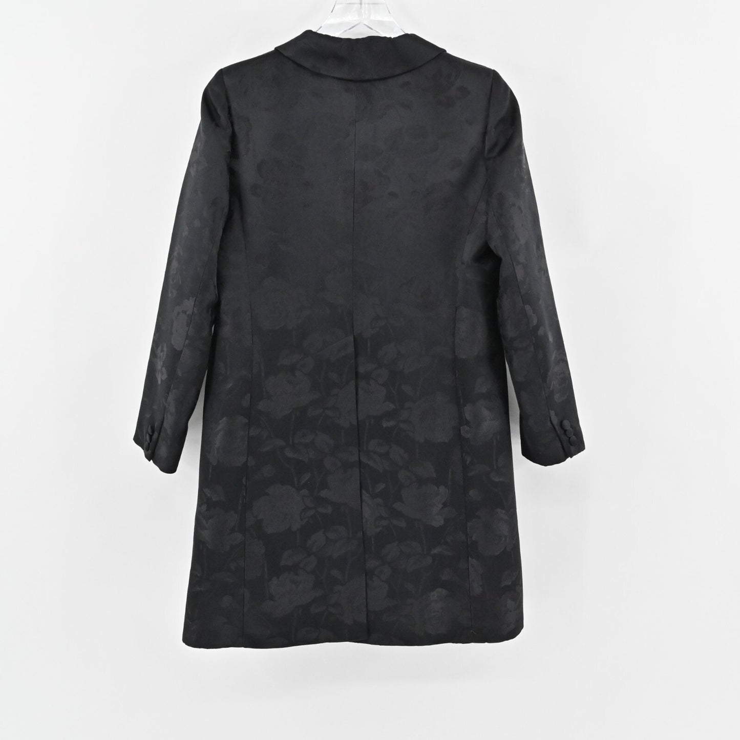 STYLE PARIS Jacket Womens 42 Black Silk Floral Damask Brocade Susan Sutherland