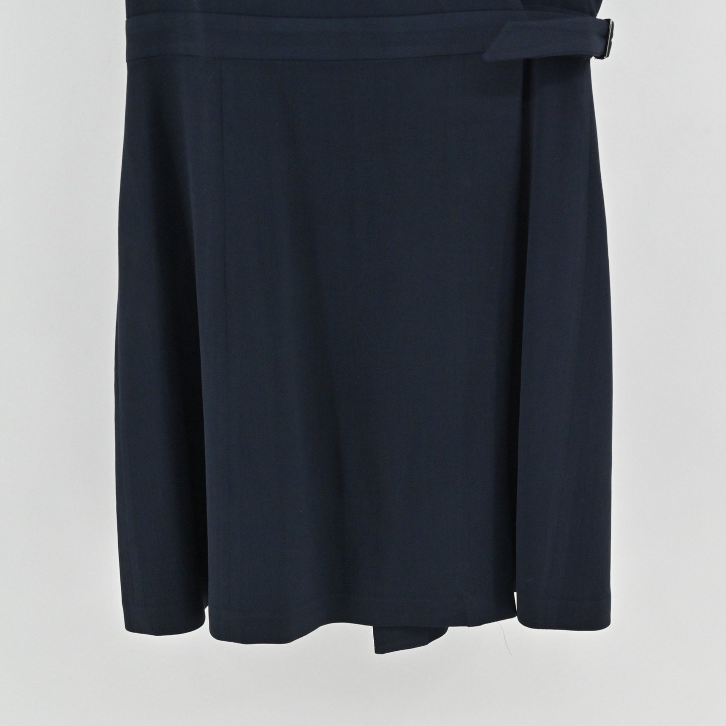 Theory Eldah Sleeveless Wrap Dress Size 10 Wool Navy Blue Quiet Luxury V Neck