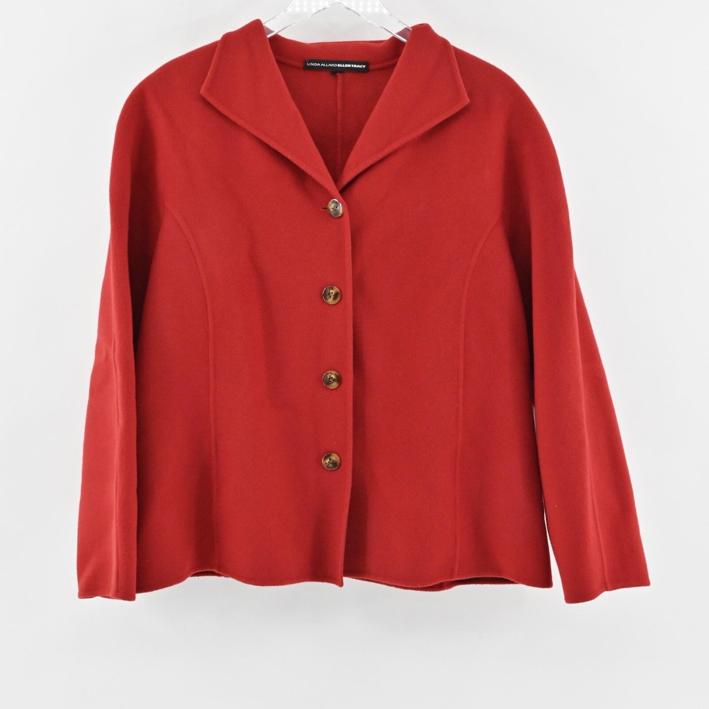 LINDA ALLARD ELLEN TRACY Womens Wool Jacket Size XXL Red Button Front Classic