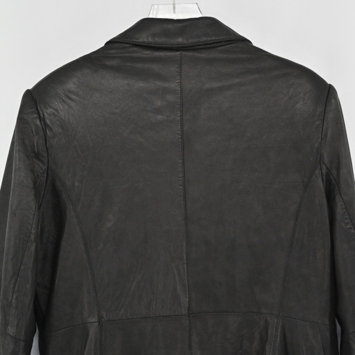 Vtg NICOLE MILLER Leather Jacket Womens Size XL Black Button Front Grunge Y2k