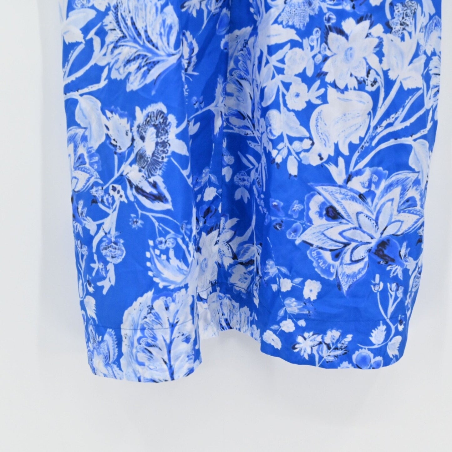 SOCAPRI Dress Sz 38 Blue Floral 100% Silk Dolman Sleeve Mini Geisha Deep V Neck