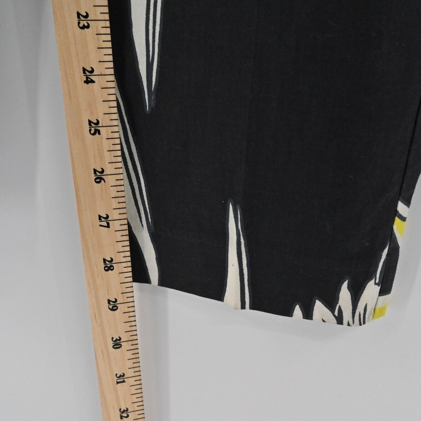 BEATRICE B Pants Women Sz M Black Tropical Floral Cotton Mid Rise Pleated Skinny