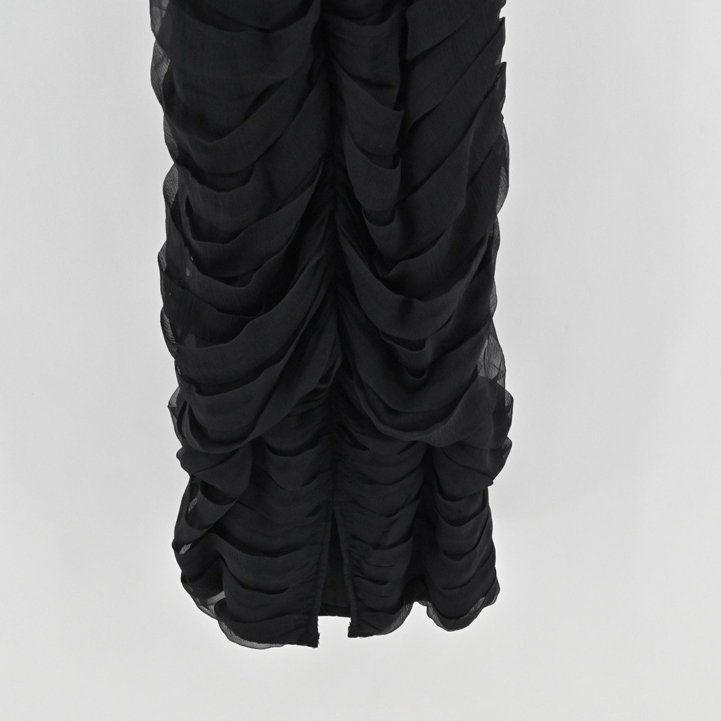 Vtg Y2k Tadashi Bodycon Cocktail Halter Dress Size 10 Black Silk Ruched LBD 90s