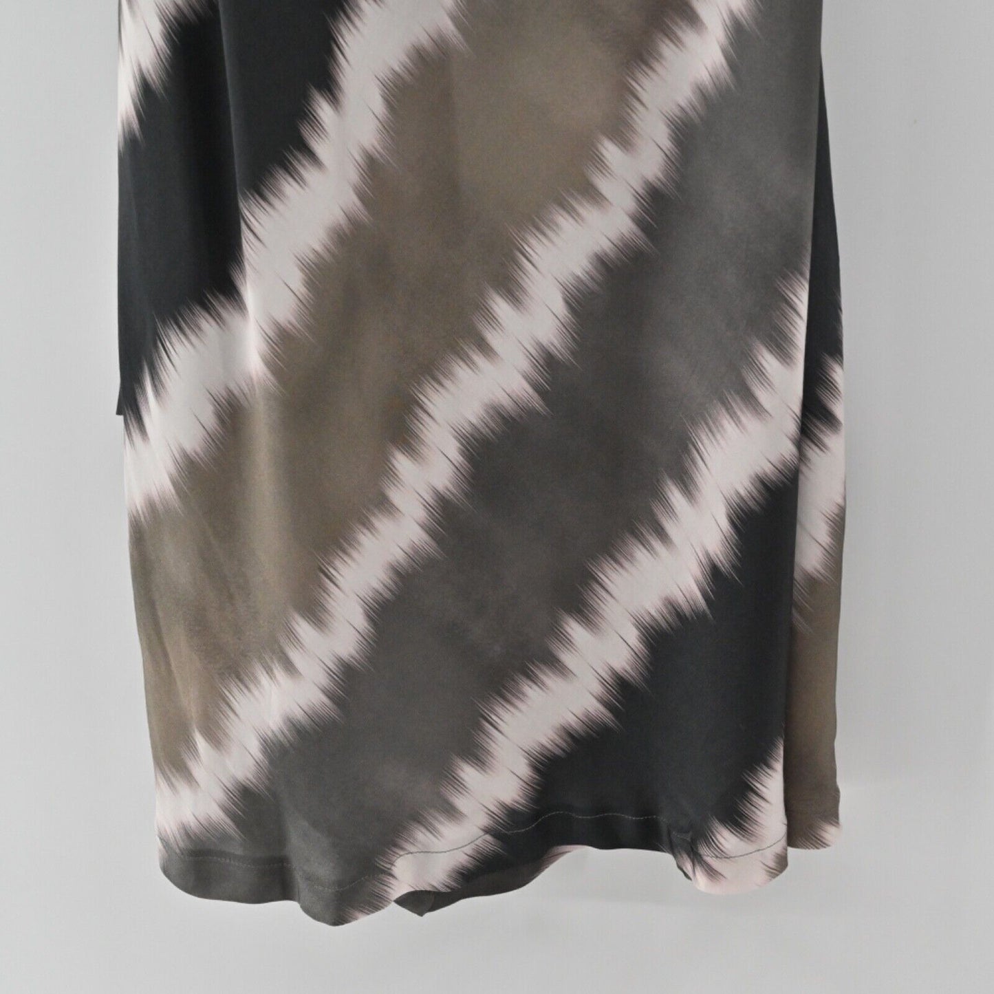 LOTUS EATERS Dress Womens Sz M Brown Gray Tie Dye Stripe One Shoulder Midi Boho