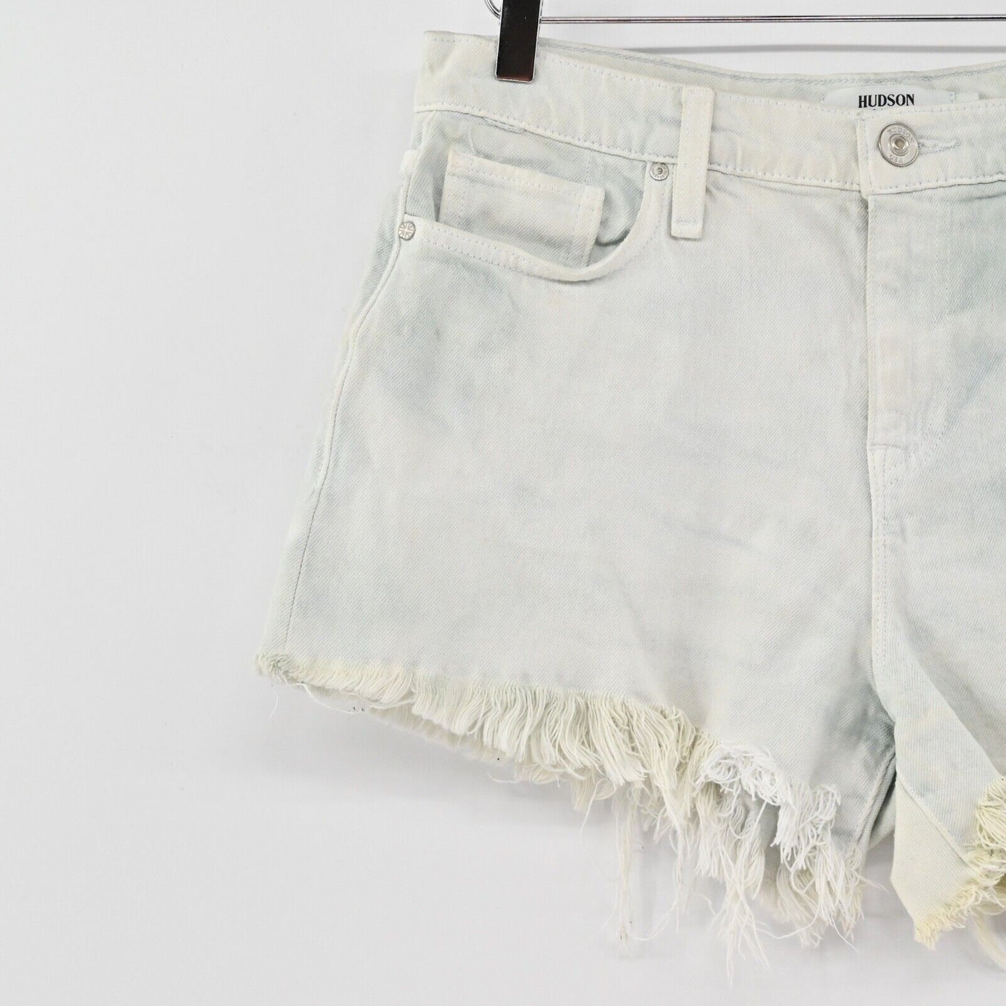 HUDSON Shorts Womens Size 29 Light Wash Denim Gemma High Rise Distressed Cut Off