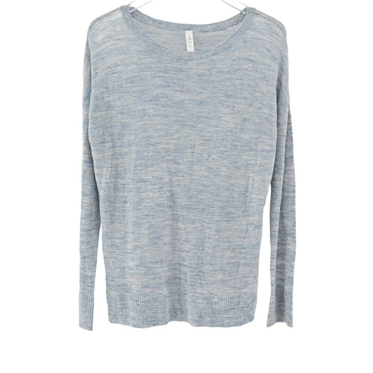 LULULEMON Top Womens Sz S Heather Blue Well Being Crew Sweater Linen Athleisure