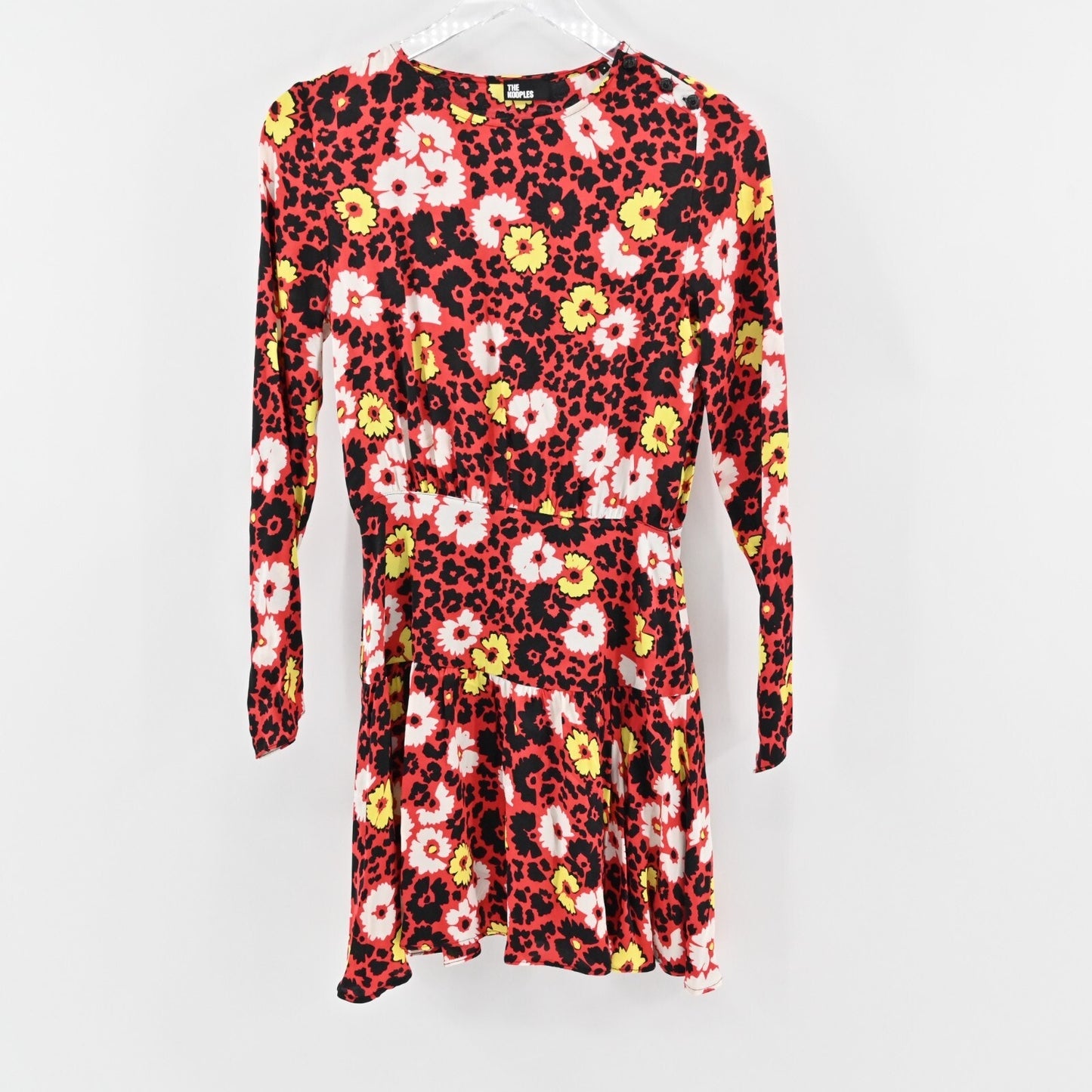 THE KOOPLES Wild Blossom Dress Size XS Floral Print Red Black Mini Maximalist