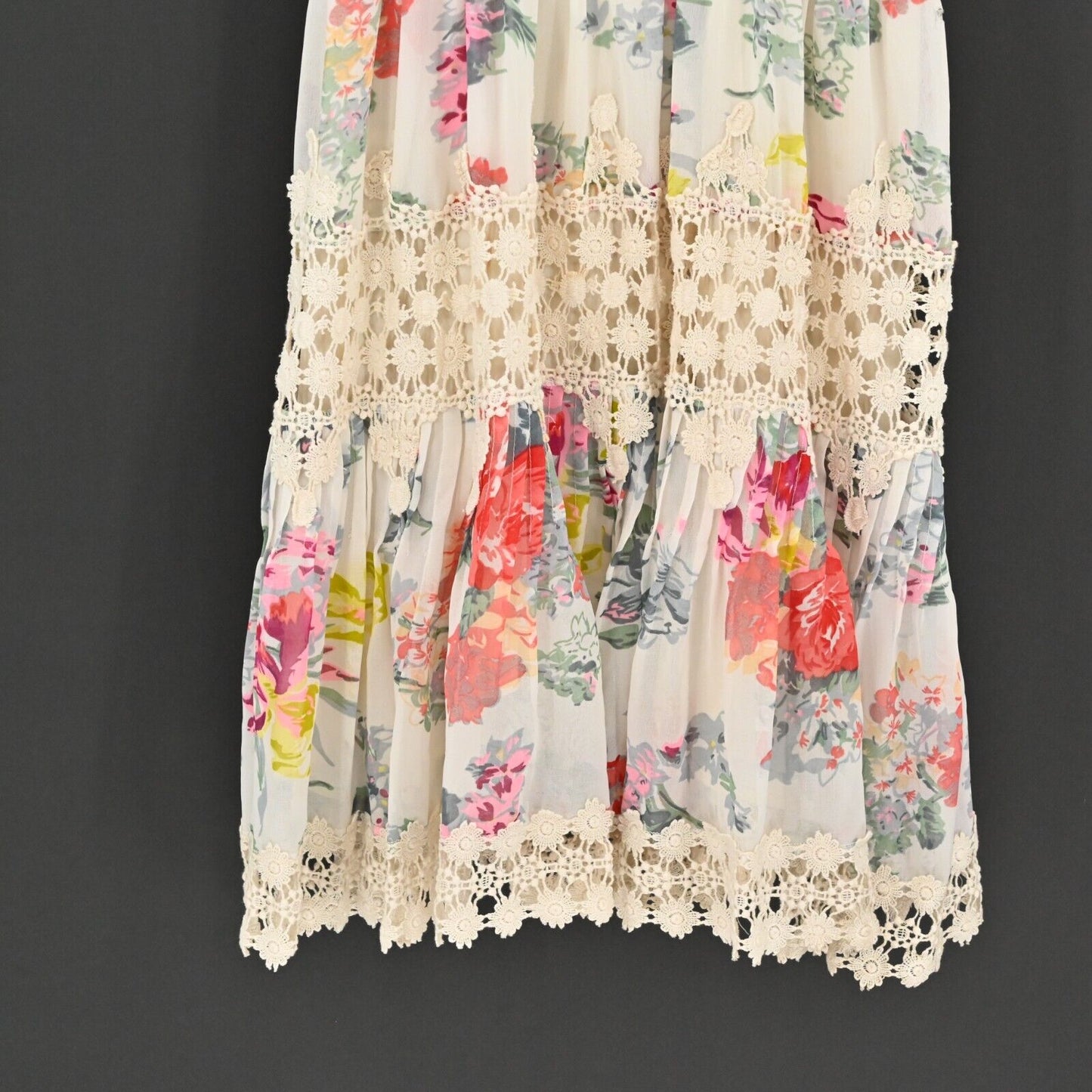 RANNA GILL by ANTHROPOLOGIE Dress Size M Kalila Halter Crochet Floral Coquette