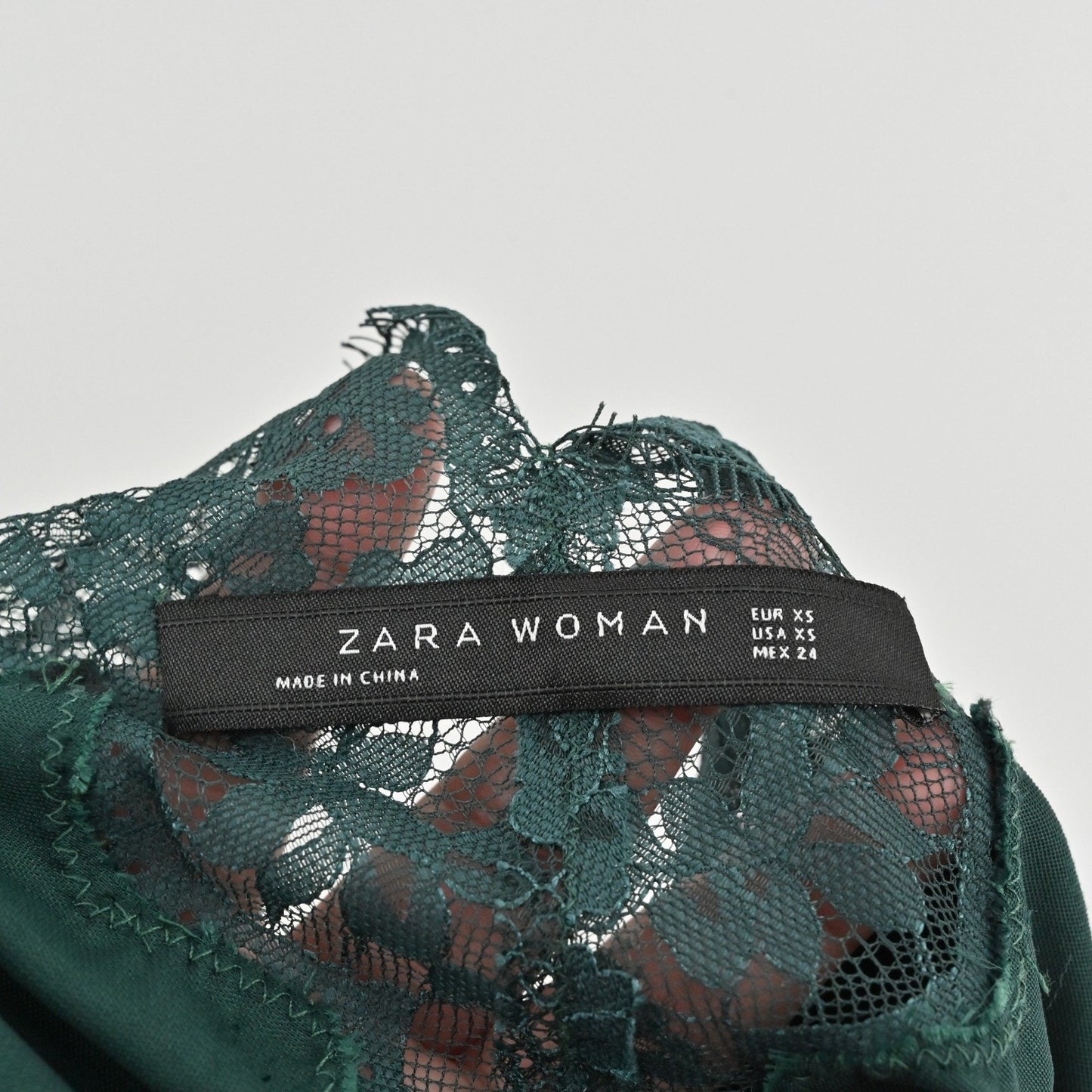 Zara Velvet Lace Midi Slip Dress Size XS Green Romantic Fairy Sleeveless Elegant