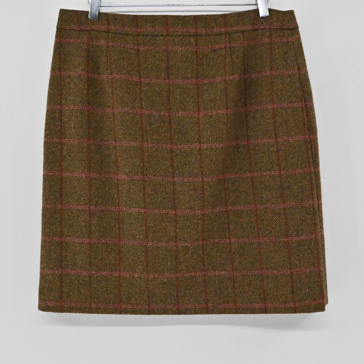BODEN Skirt Womens Size 12L Brown Plaid Wool British Tweed Equestrian Mini Wrap