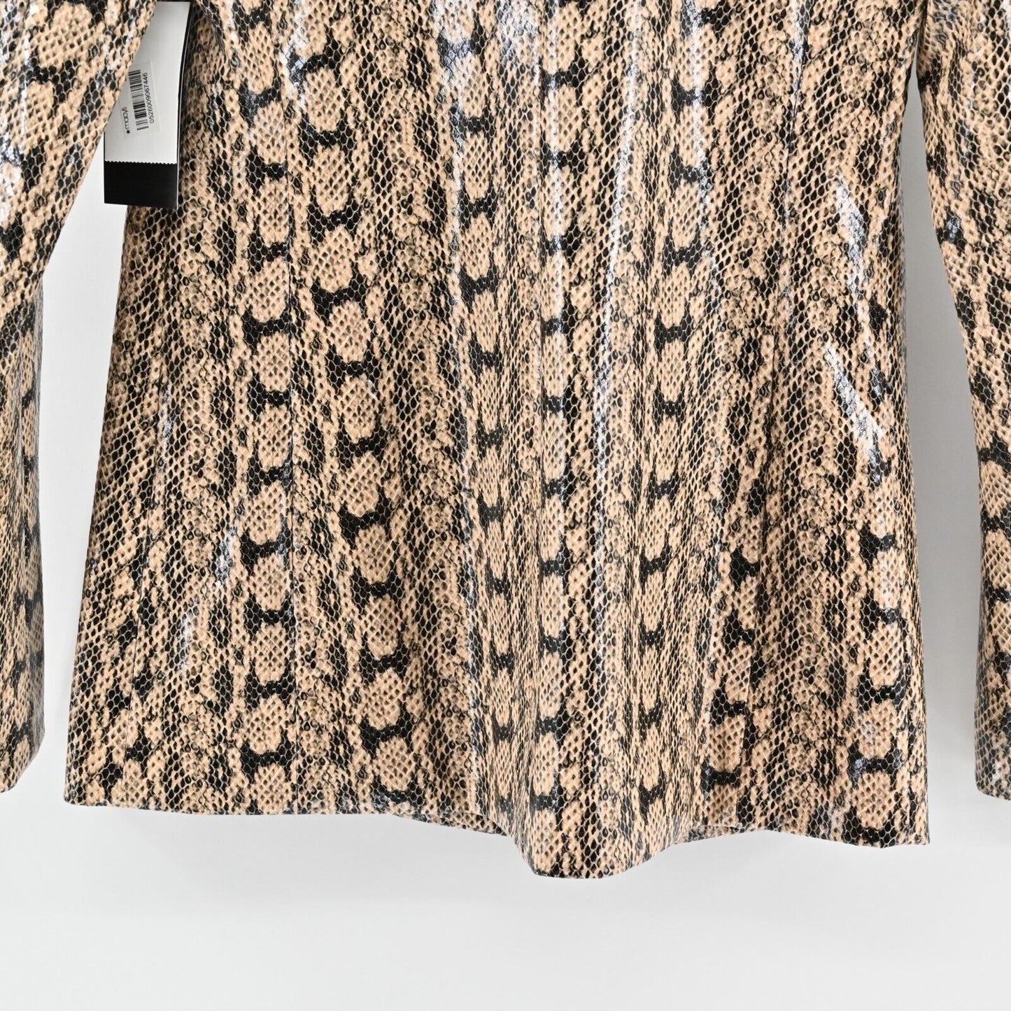 DANIELLE BERNSTEIN Jacket Womens XS Beige Animal Print Snake Blazer Mob Wife NEW