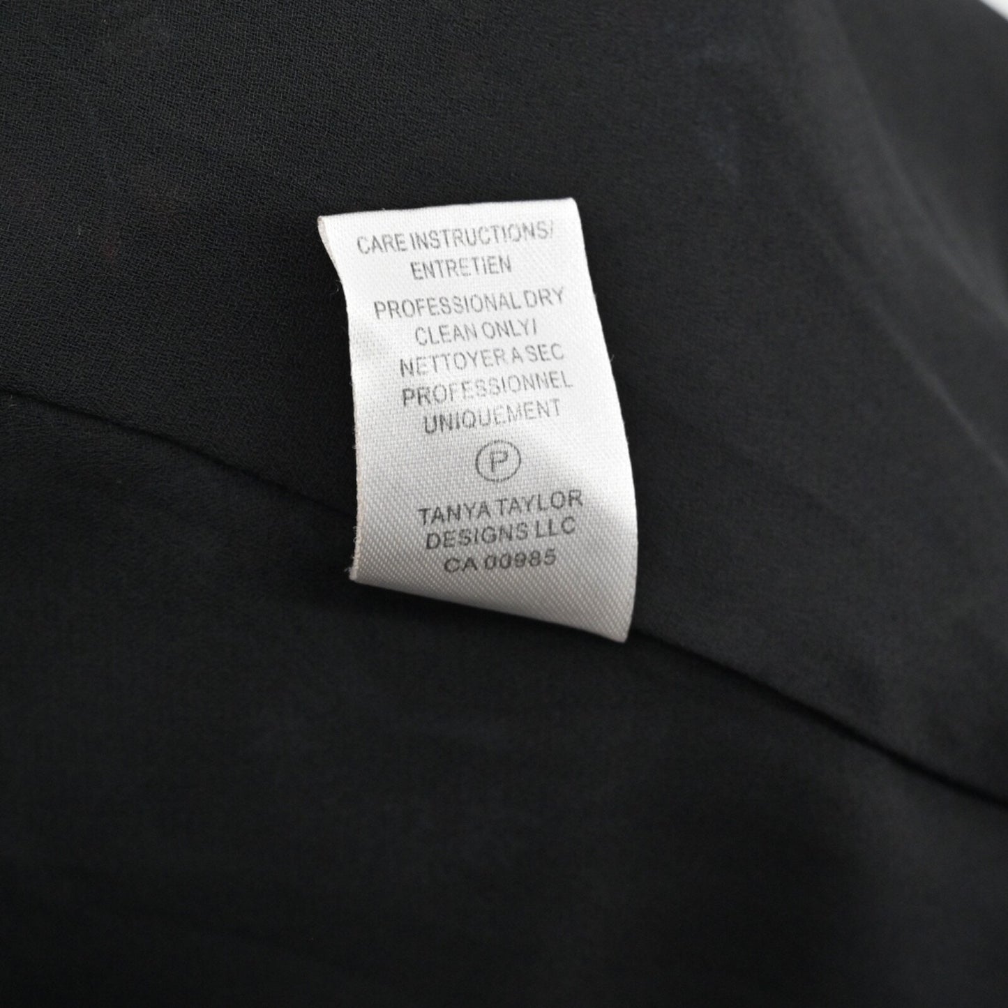 TANYA TAYLOR Dress Size 0 Clarisse Mini Black Floral Silk High Neck Long Sleeve