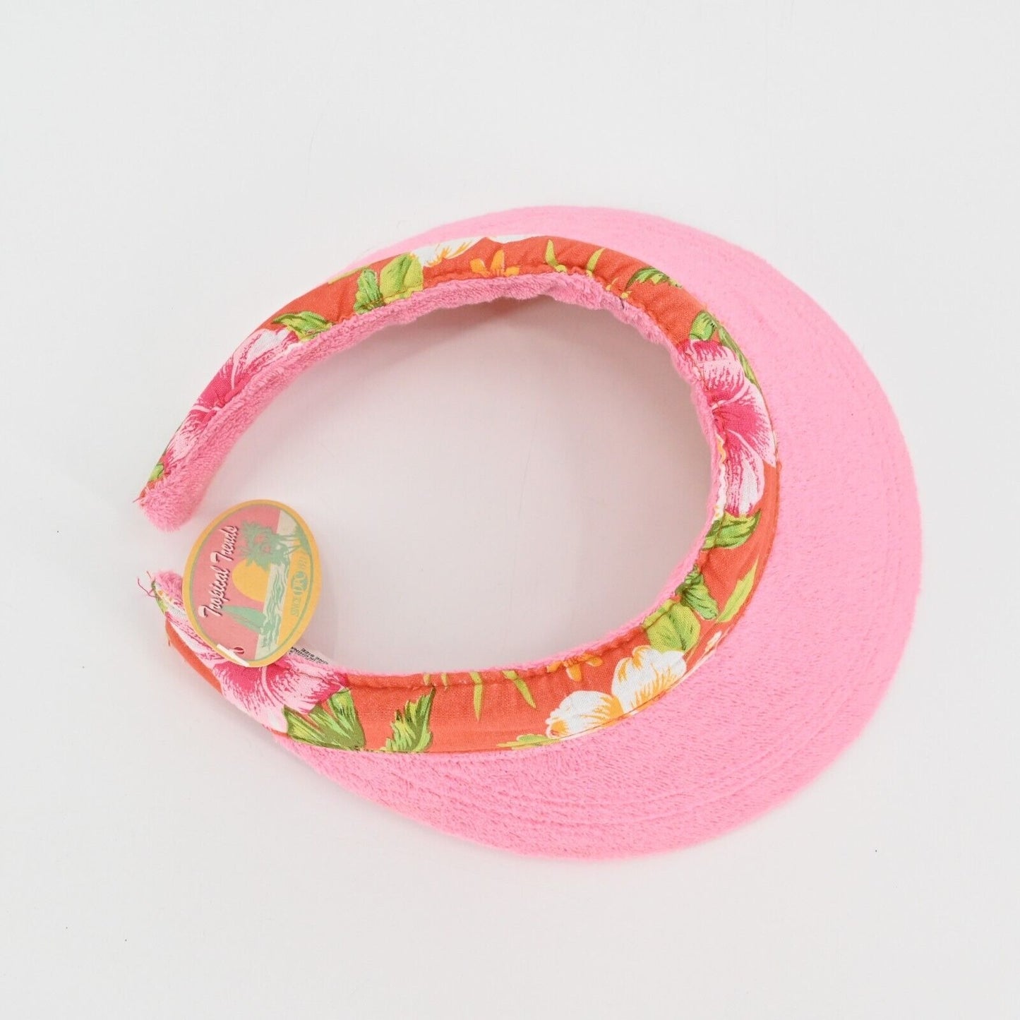 Vtg Y2k TROPICAL TRENDS Tote Visor Set Pink Hawaiian Print Bag Coconutgirl NEW
