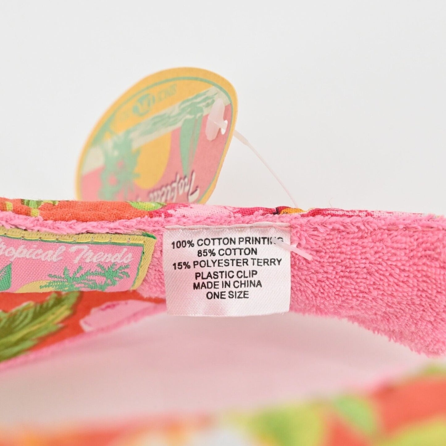 Vtg Y2k TROPICAL TRENDS Tote Visor Set Pink Hawaiian Print Bag Coconutgirl NEW