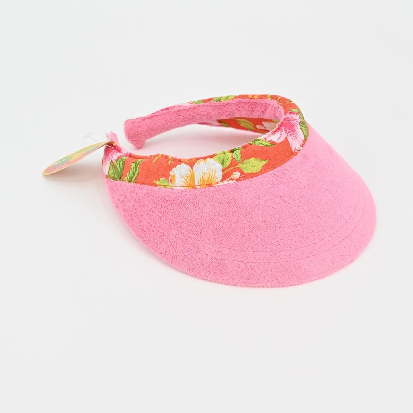 Vtg Y2k TROPICAL TRENDS Tote Visor Set Pink Hawaiian Print Bag Coconutgirl NEW