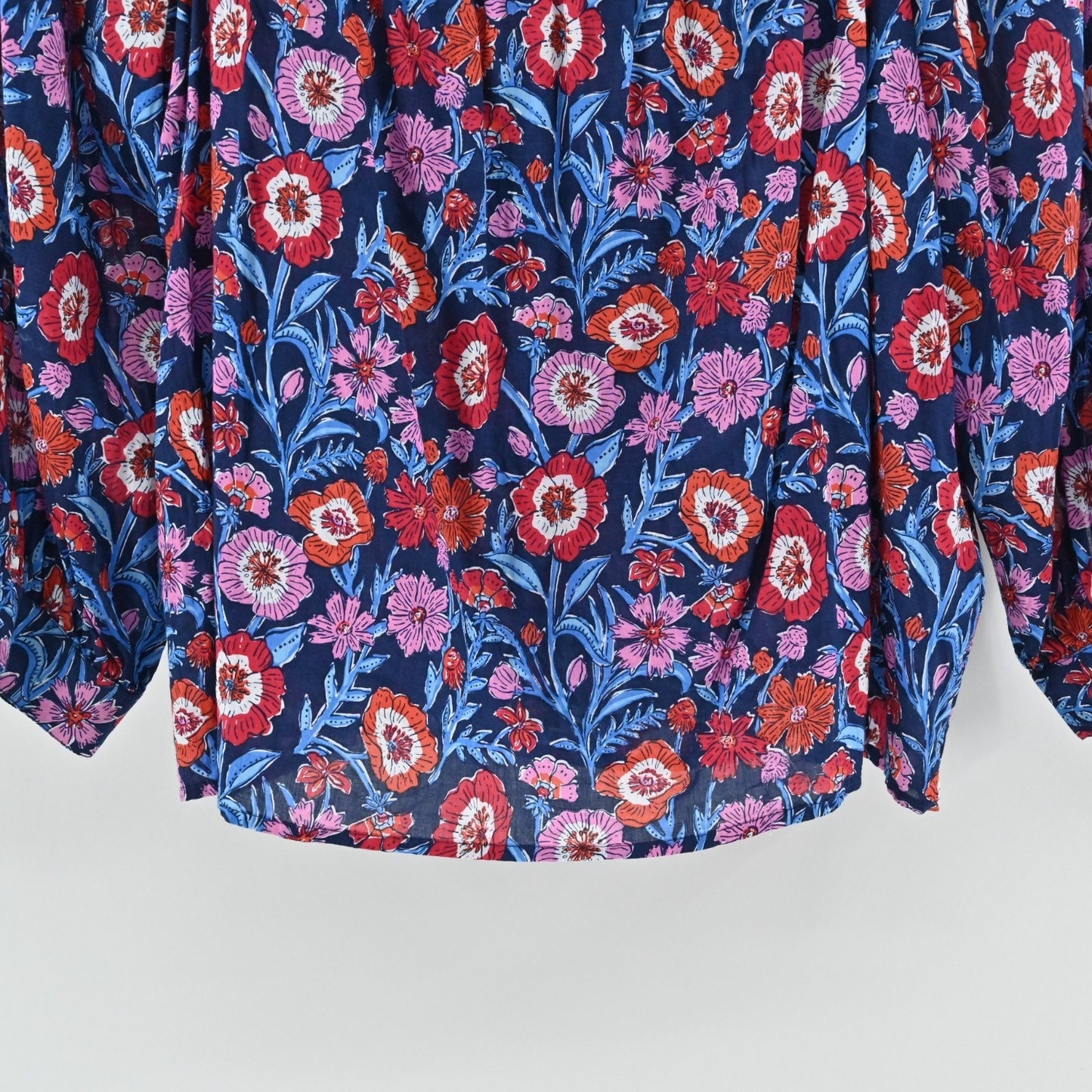 Vineyard Vines Tisbury Floral Square Neck Top Size XL Peasant Boho Cotton Blouse