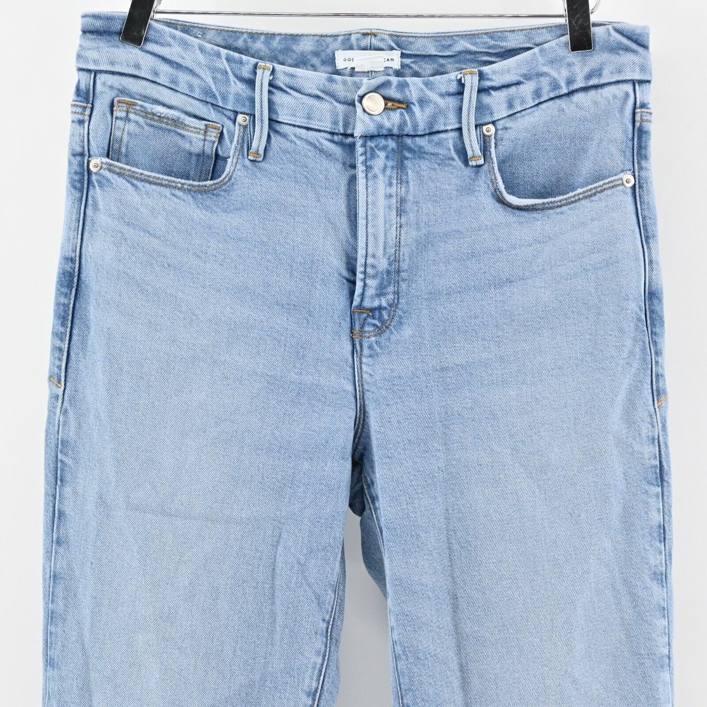 GOOD AMERICAN Jeans Womens Size 8 Good Legs Crop Mini Boot Indigo Blue Denim