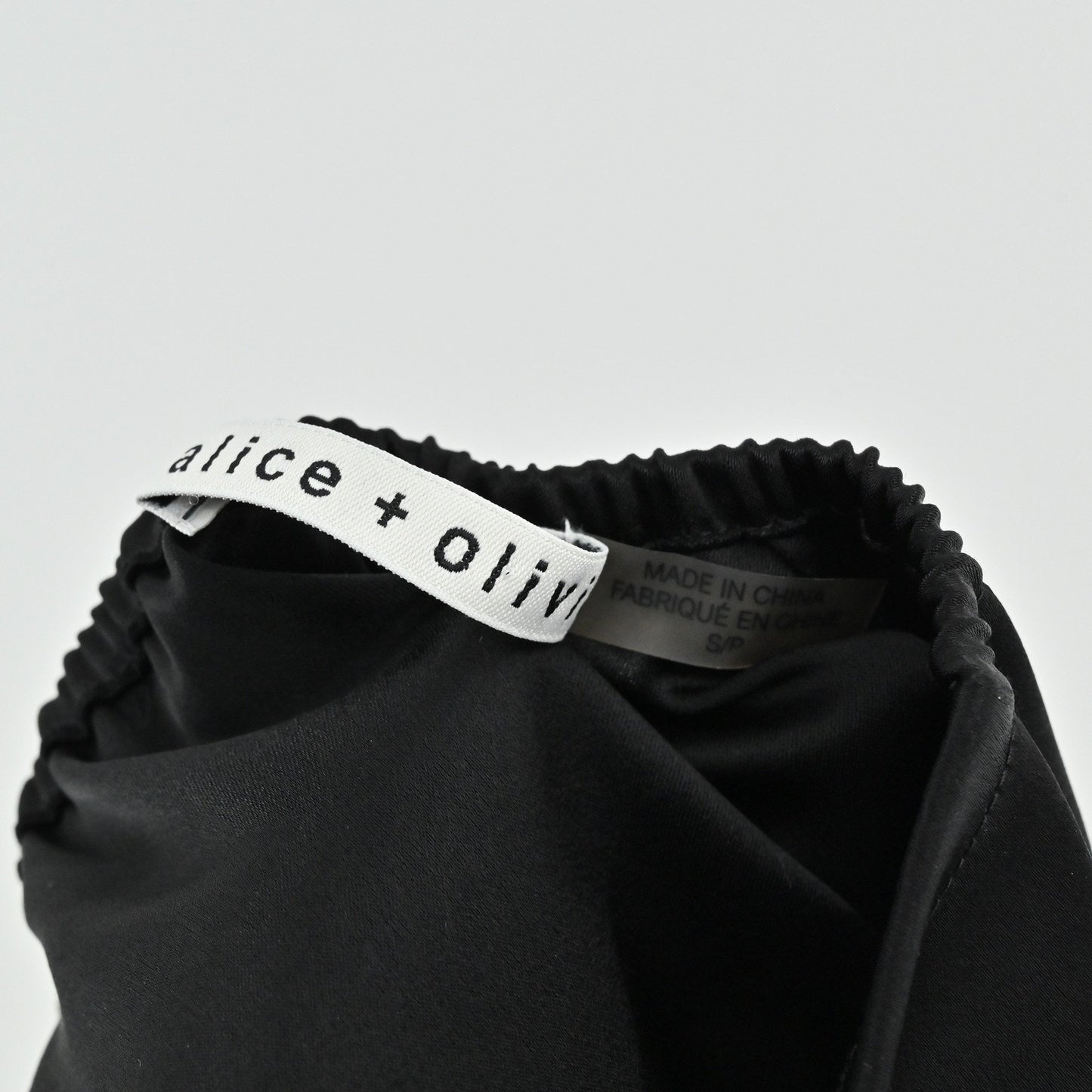 Alice Olivia Crystal High Tie Neck Halter Dress Size S Black Satin Sleeveless