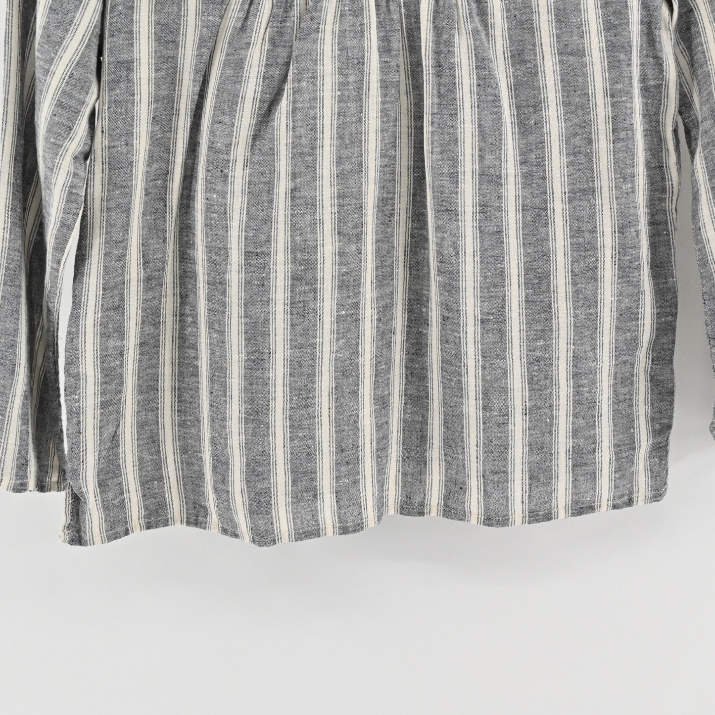 Chrisitan Siriano Womens Linen Stripe Top Size XS Gray Beige Lagenlook Prairie