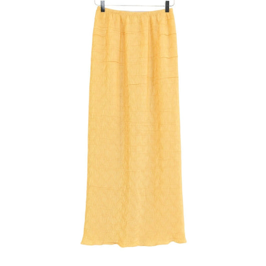 VTG 00s Y2k ESCADA Maxi Skirt Womens Size 34 Satin Crinkle Yellow Elastic Waist